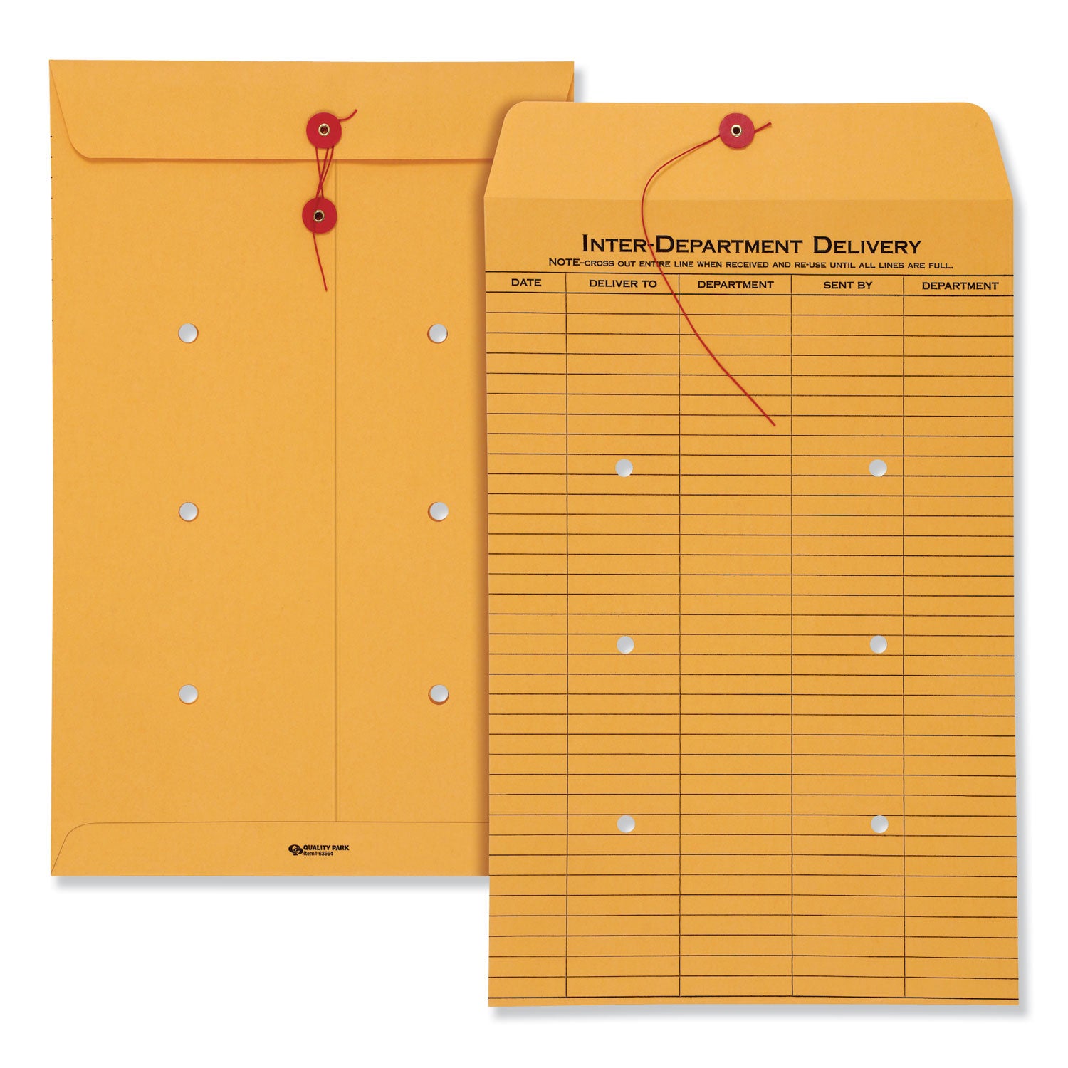 Brown Kraft String/Button Interoffice Envelope, #98, One-Sided Five-Column Format, 31-Entries, 10 x 15, Brown Kraft, 100/CT -