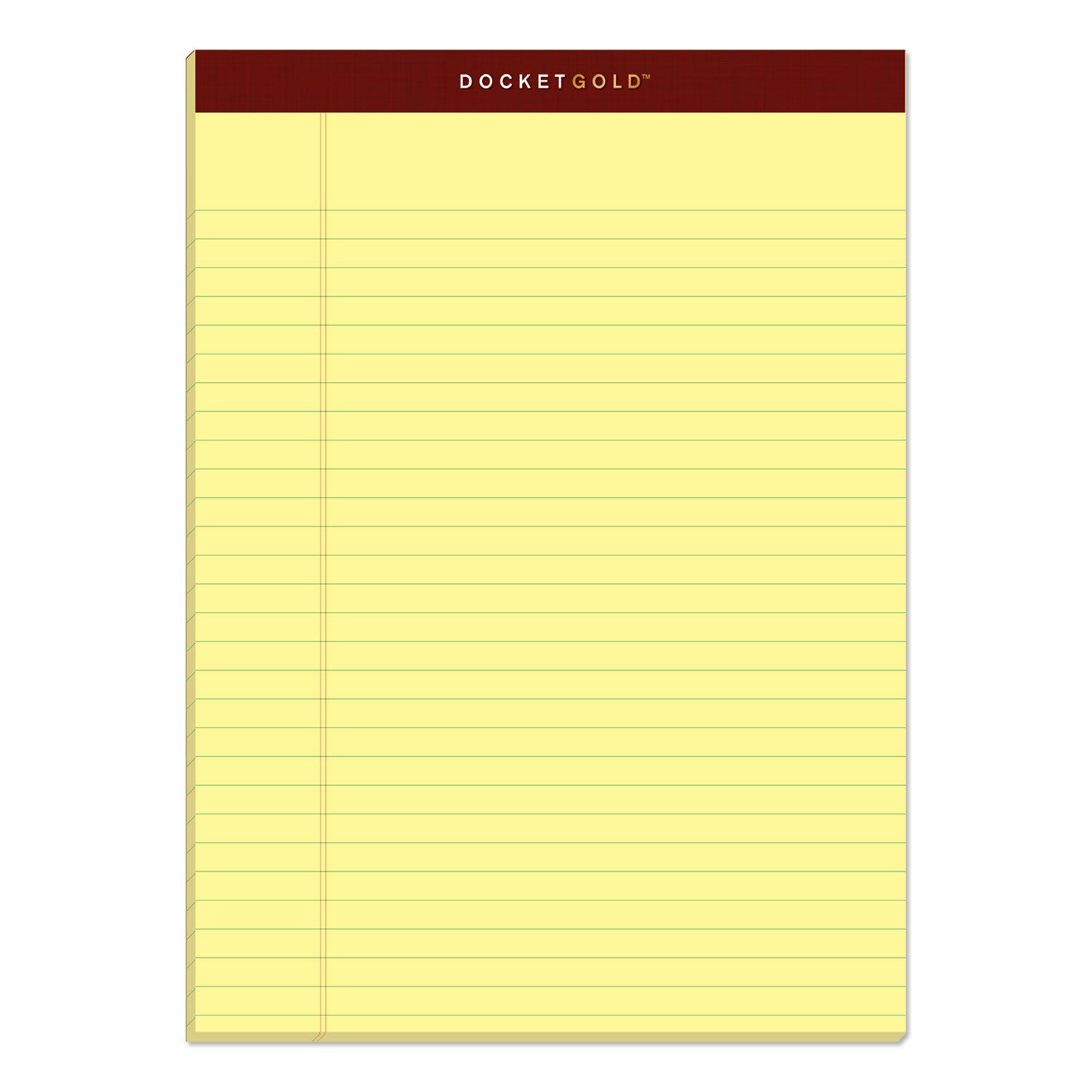 Docket Gold Ruled Perforated Pads, Wide/Legal Rule, 50 Canary-Yellow 8.5 x 11.75 Sheets, 12/Pack -