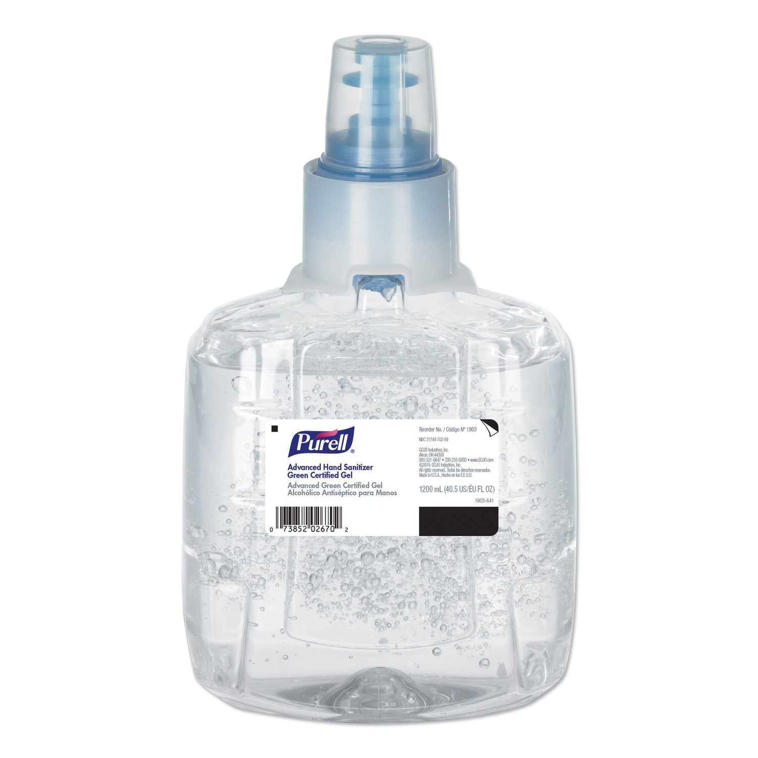 Advanced Hand Sanitizer Green Certified Gel Refill, For LTX-12 Dispensers, 1,200 mL, Fragrance-Free -