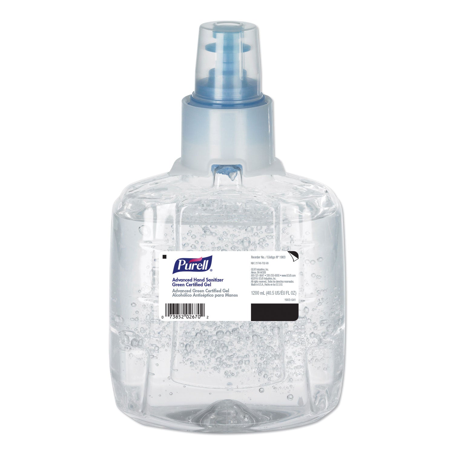 Advanced Hand Sanitizer Green Certified Gel Refill, For LTX-12 Dispensers, 1,200 mL, Fragrance-Free, 2/Carton -