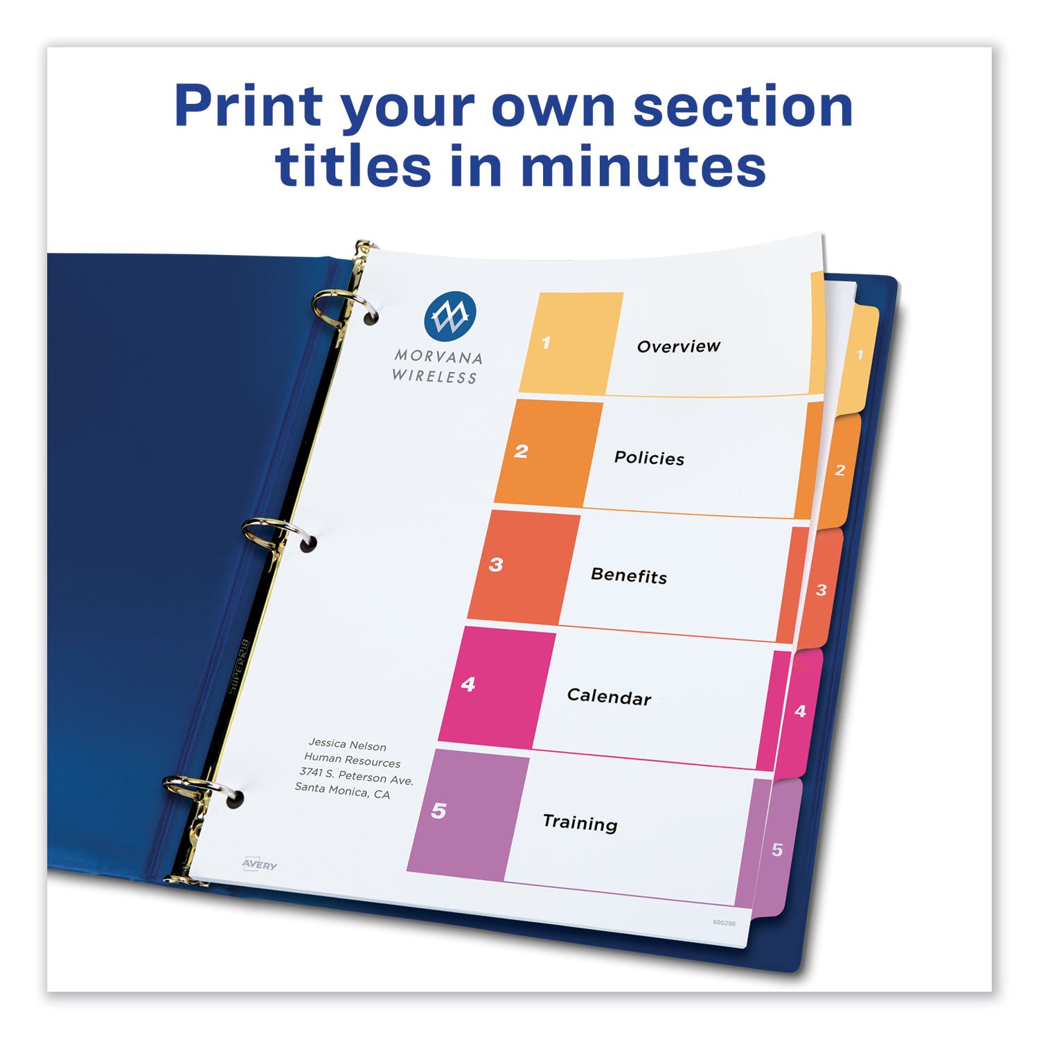 Customizable TOC Ready Index Multicolor Tab Dividers, 5-Tab, 1 to 5, 11 x 8.5, White, Traditional Color Tabs, 6 Sets -
