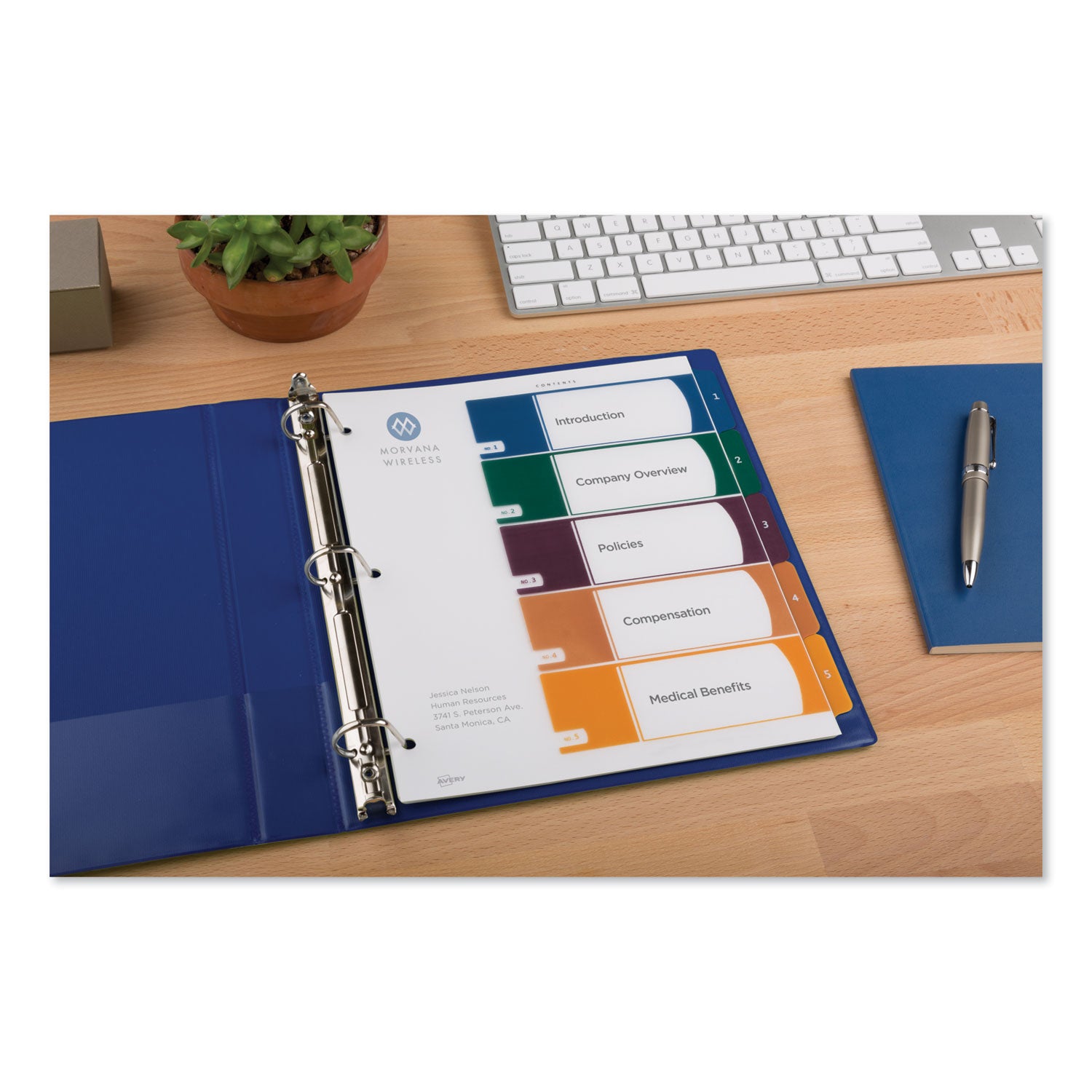 Customizable Table of Contents Ready Index Dividers with Multicolor Tabs, 5-Tab, 1 to 5, 11 x 8.5, Translucent, 1 Set -