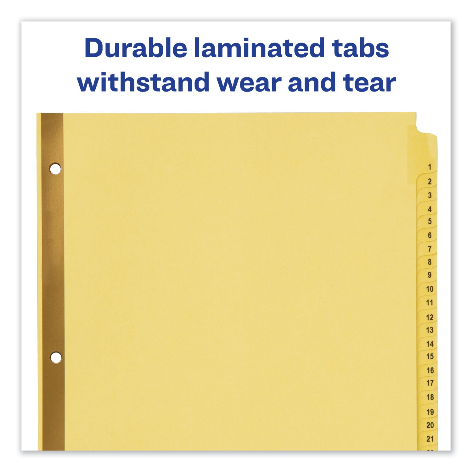Preprinted Laminated Tab Dividers with Gold Reinforced Binding Edge, 31-Tab, 1 to 31, 11 x 8.5, Buff, 1 Set -