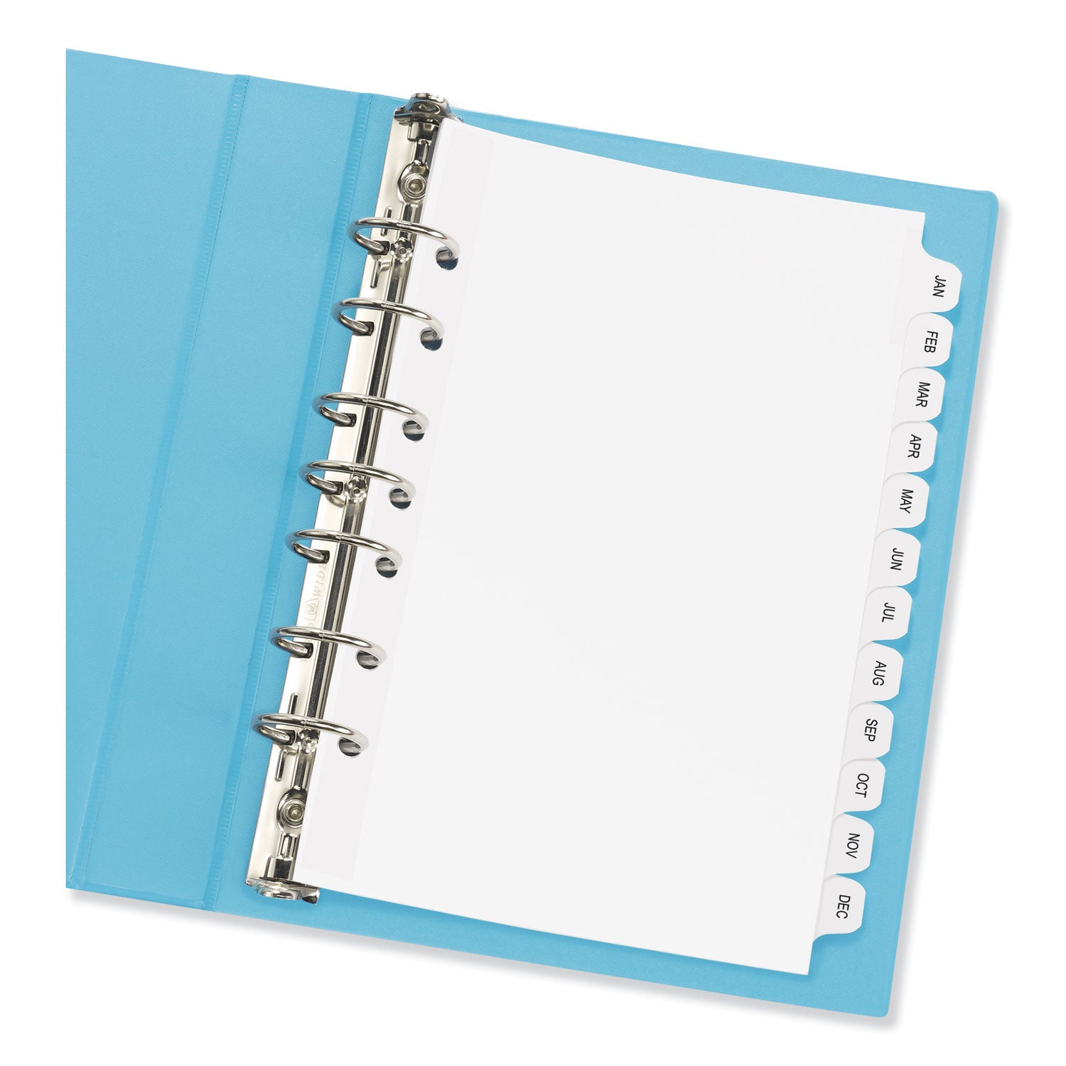 Preprinted Tab Dividers, 12-Tab, Jan. to Dec., 8.5 x 5.5, White, 1 Set -