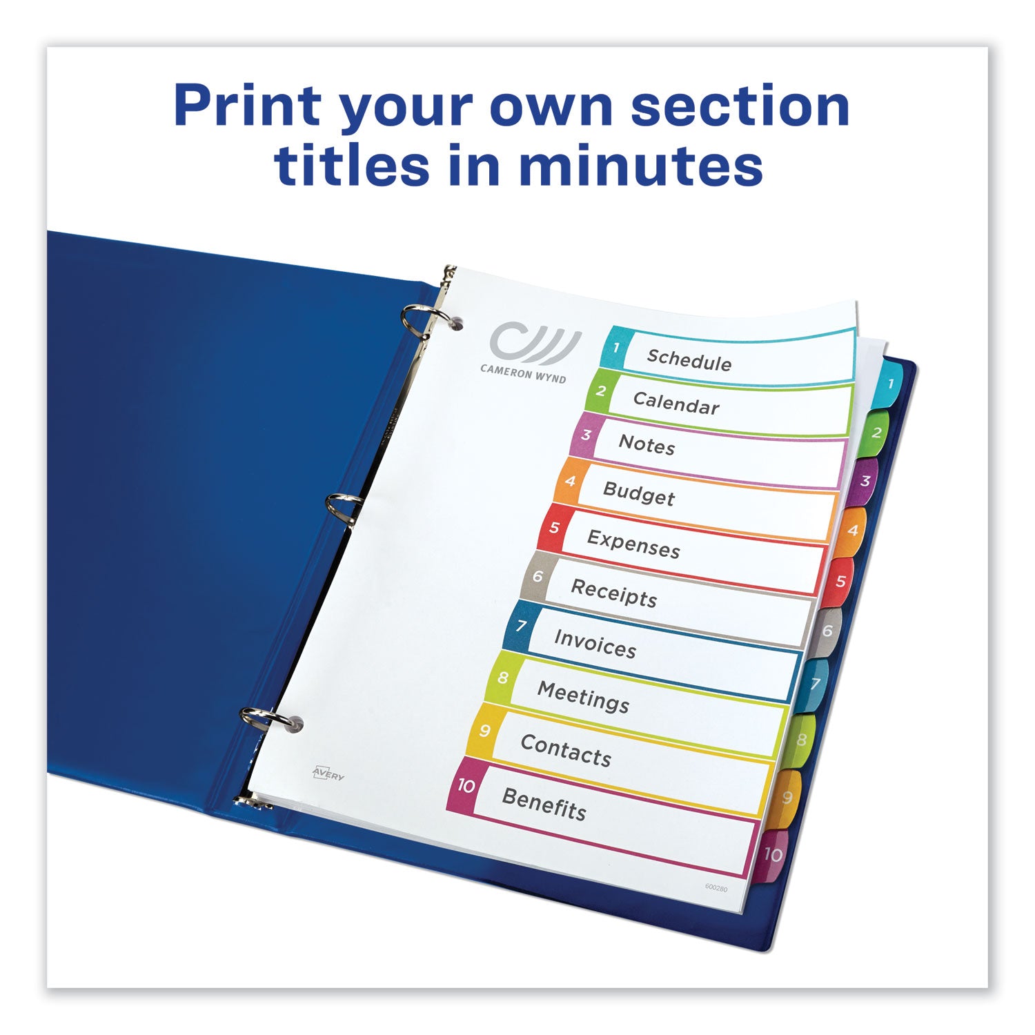 Customizable TOC Ready Index Multicolor Tab Dividers, 10-Tab, 1 to 10, 11 x 8.5, White, Contemporary Color Tabs, 1 Set -