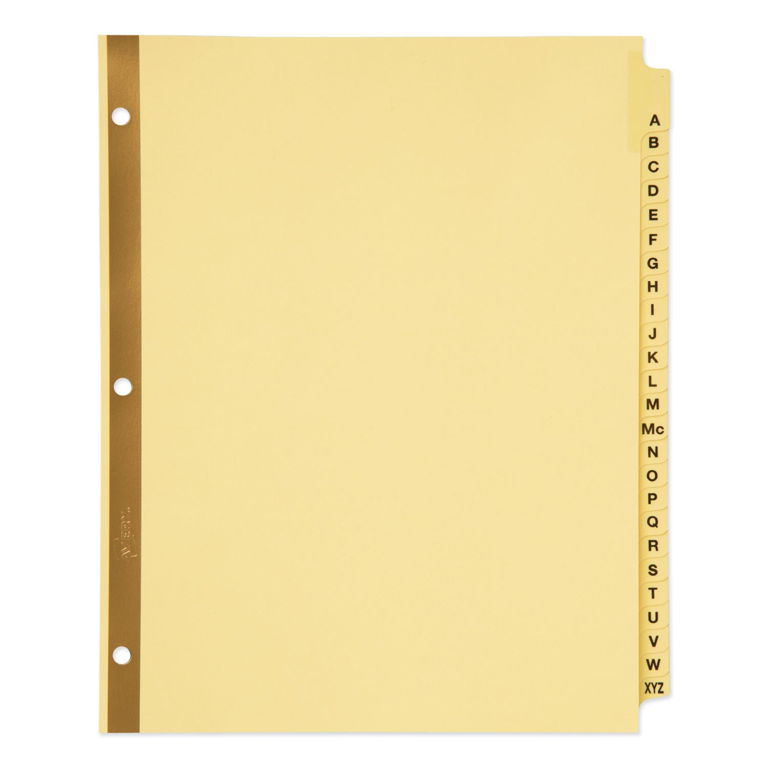 Preprinted Laminated Tab Dividers with Gold Reinforced Binding Edge, 25-Tab, A to Z, 11 x 8.5, Buff, 1 Set -