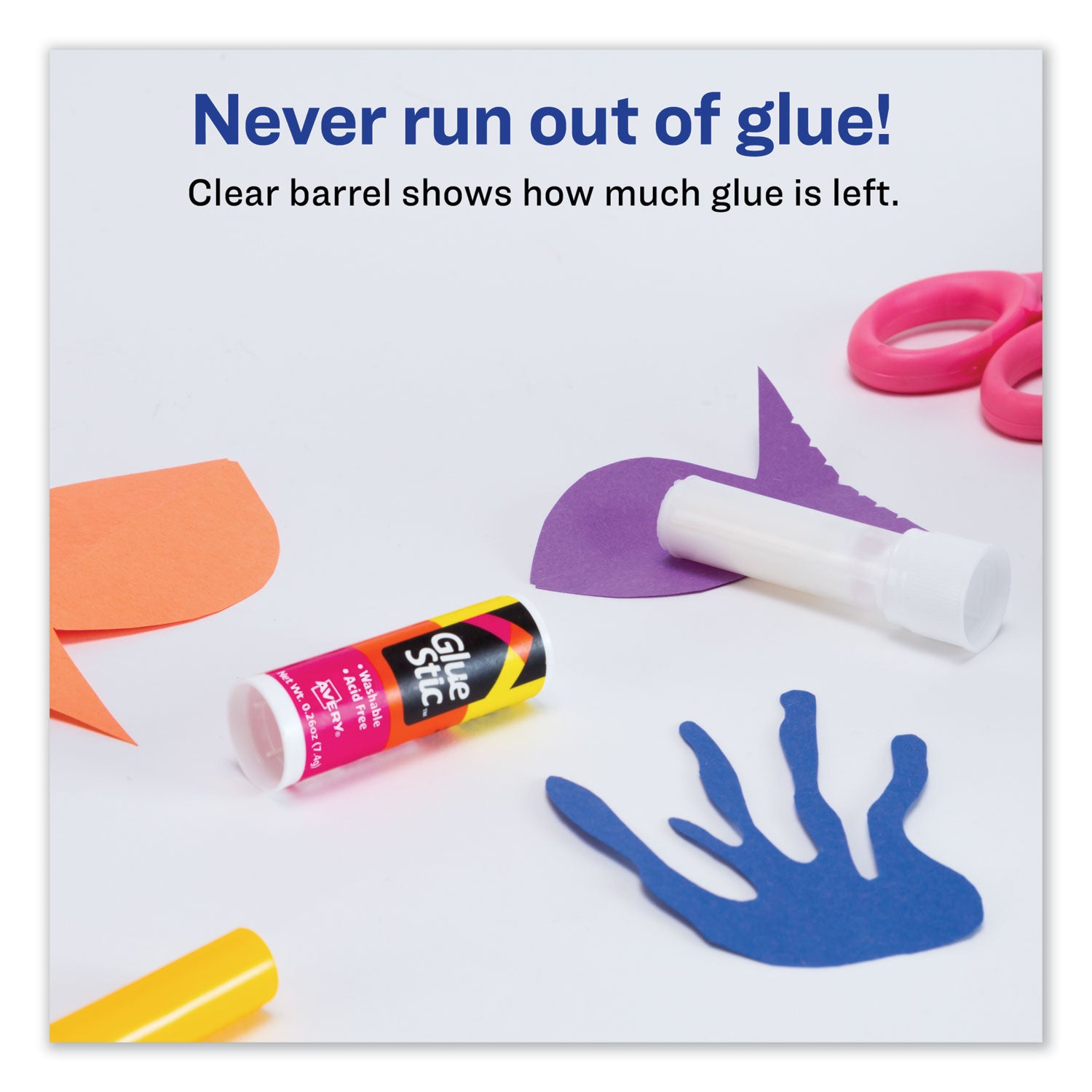 Permanent Glue Stic, 0.26 oz, Applies White, Dries Clear -