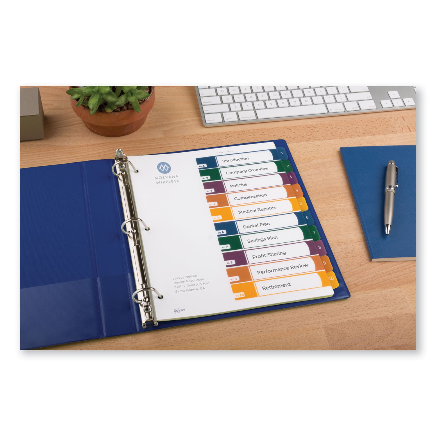 Customizable Table of Contents Ready Index Dividers with Multicolor Tabs, 10-Tab, 1 to 10, 11 x 8.5, Translucent, 1 Set -