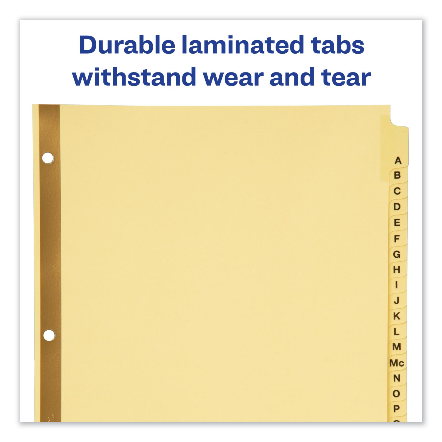 Preprinted Laminated Tab Dividers with Gold Reinforced Binding Edge, 25-Tab, A to Z, 11 x 8.5, Buff, 1 Set -