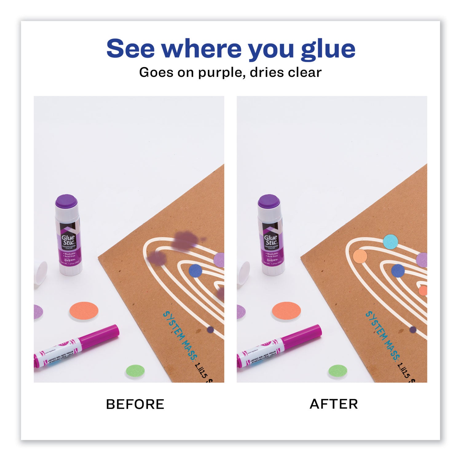 Permanent Glue Stic, 1.27 oz, Applies Purple, Dries Clear -