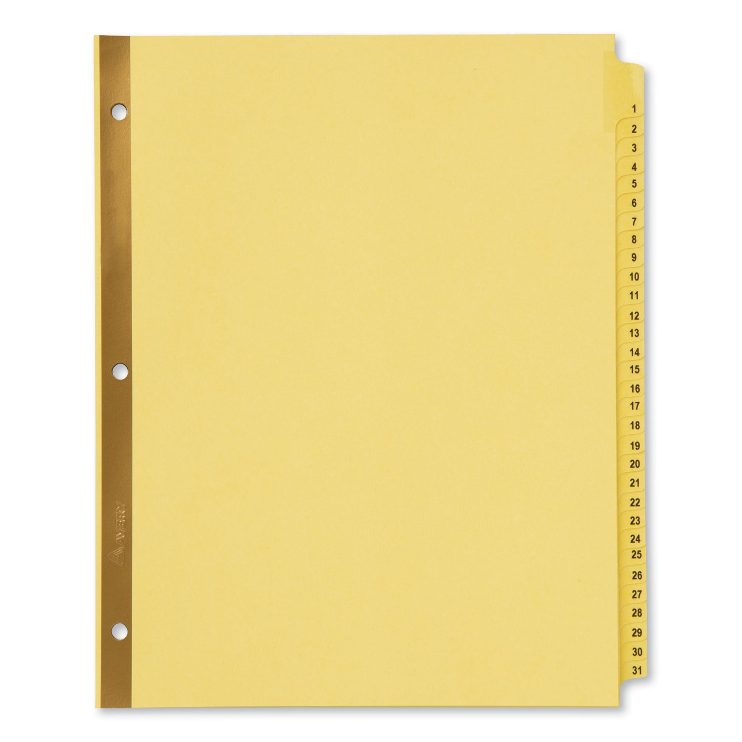 Preprinted Laminated Tab Dividers with Gold Reinforced Binding Edge, 31-Tab, 1 to 31, 11 x 8.5, Buff, 1 Set -