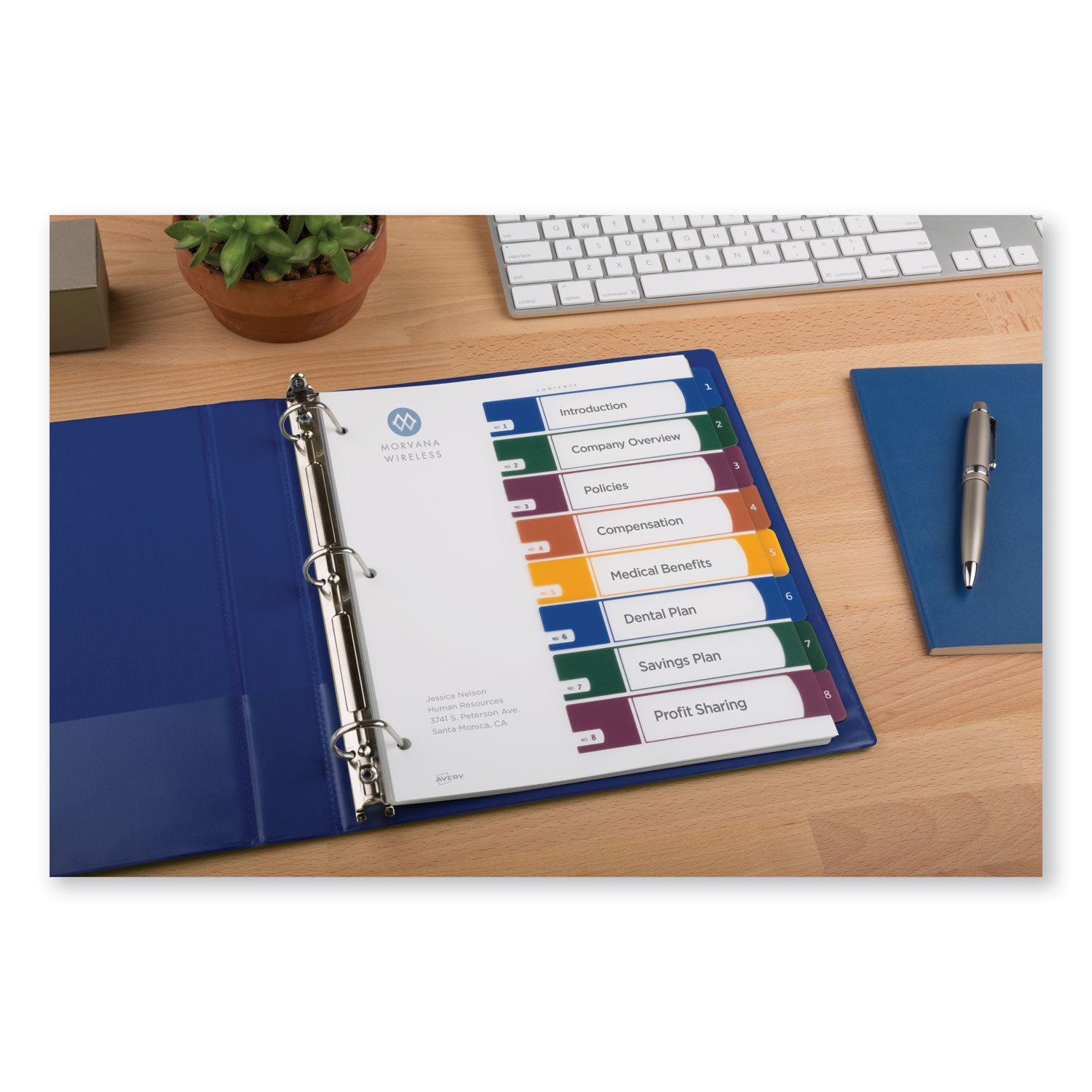 Customizable Table of Contents Ready Index Dividers with Multicolor Tabs, 8-Tab, 1 to 8, 11 x 8.5, Translucent, 1 Set -