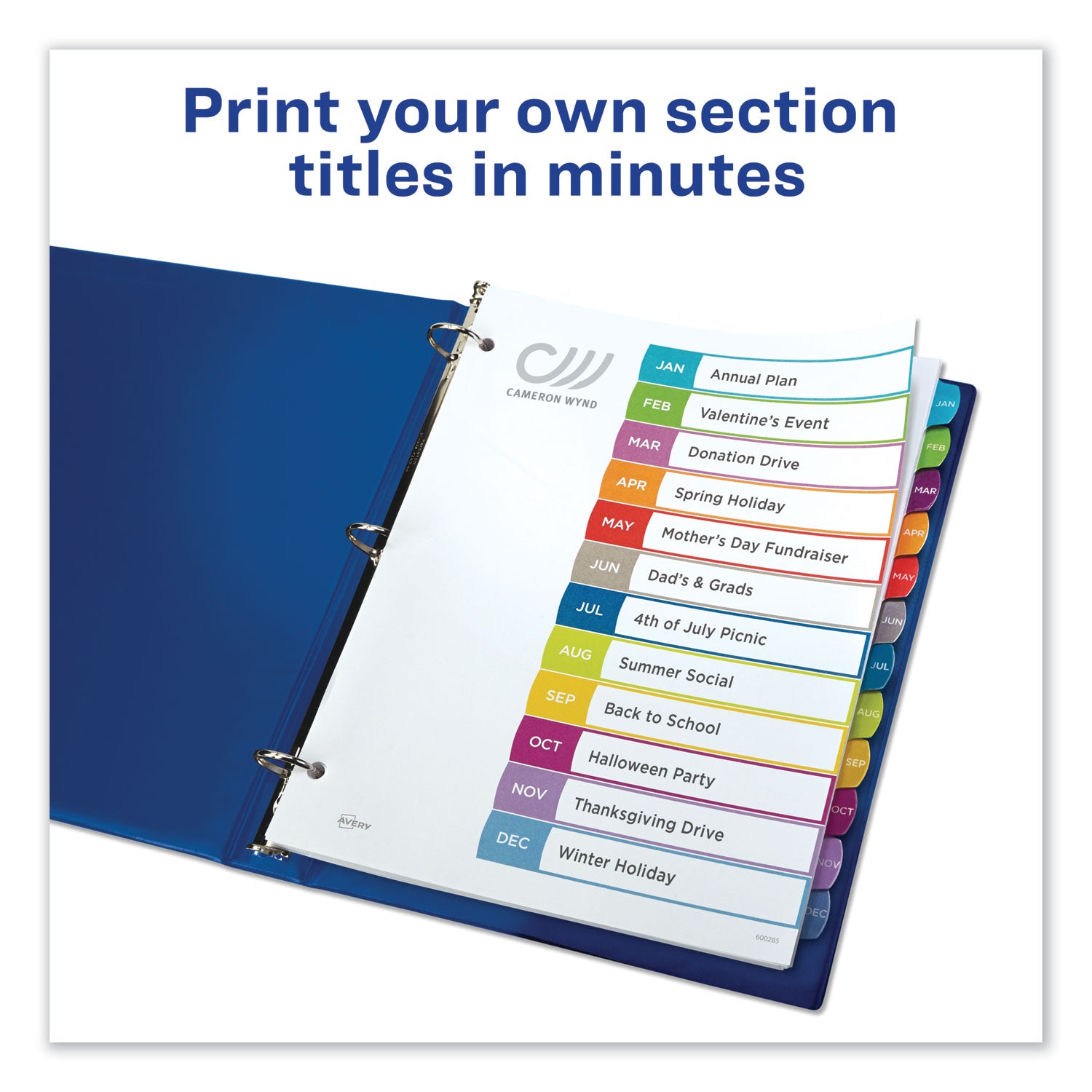 Customizable TOC Ready Index Multicolor Tab Dividers, 12-Tab, Jan. to Dec., 11 x 8.5, White, Contemporary Color Tabs, 1 Set -