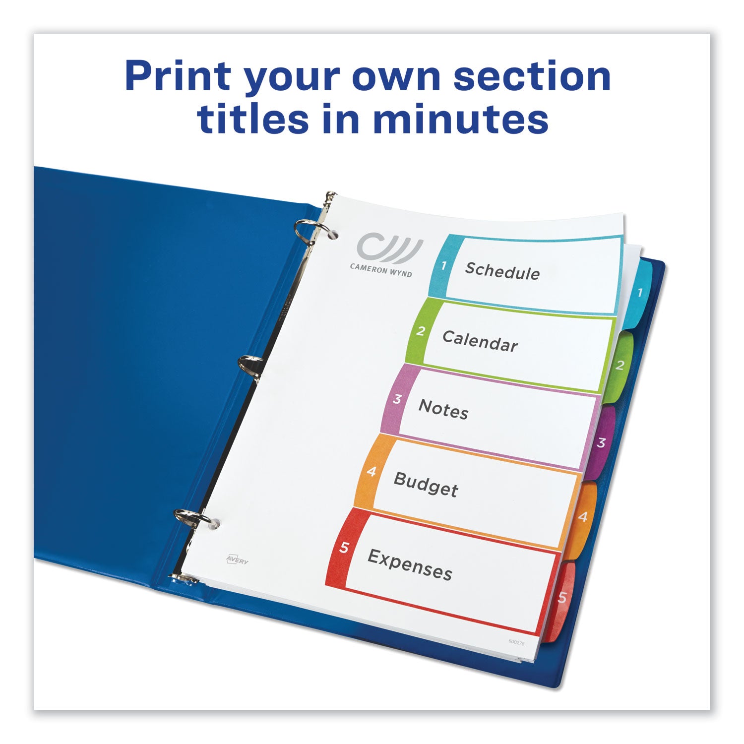Customizable TOC Ready Index Multicolor Tab Dividers, 5-Tab, 1 to 5, 11 x 8.5, White, Contemporary Color Tabs, 1 Set -