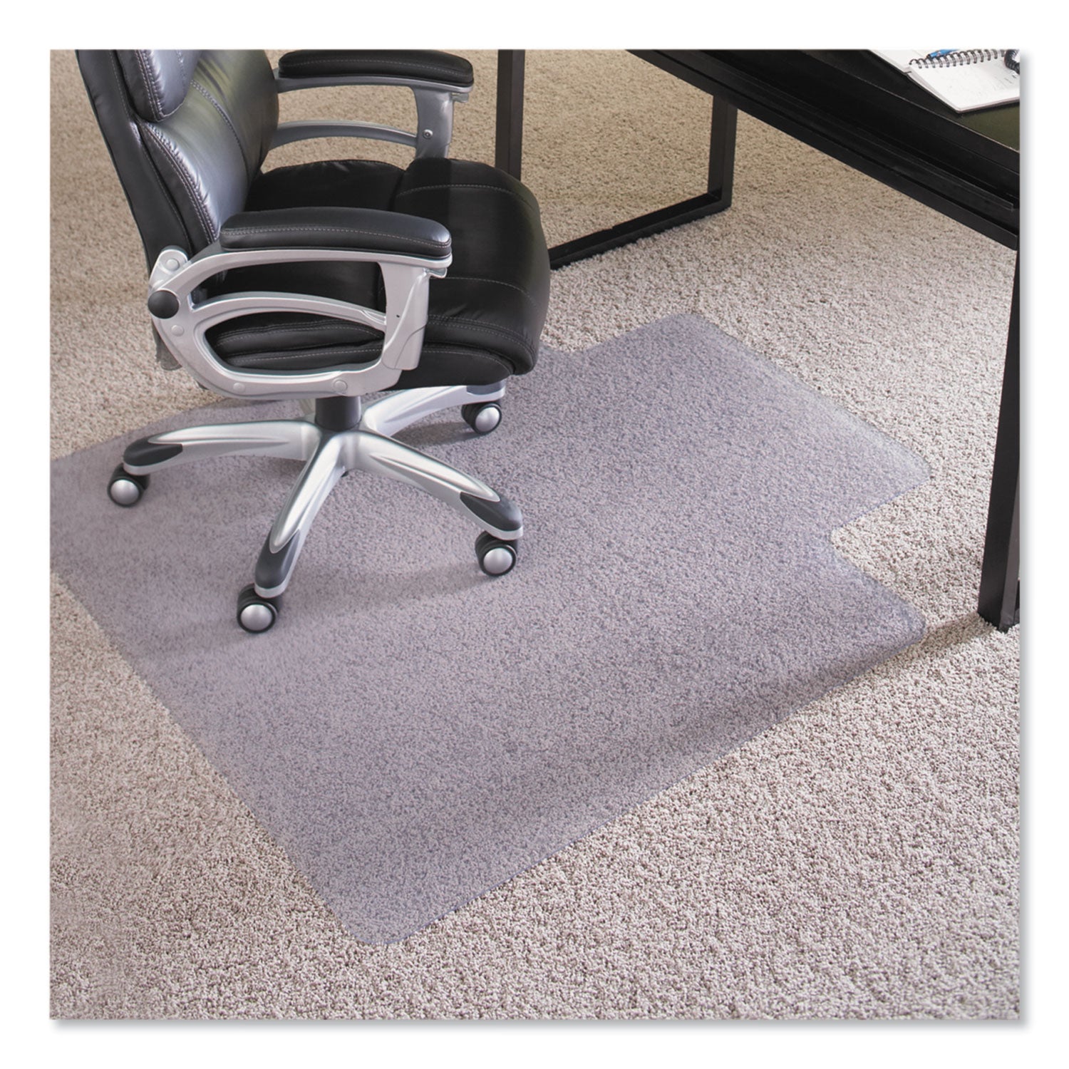 EverLife Intensive Use Chair Mat for High Pile Carpet, Rectangular with Lip, 45 x 53, Clear -