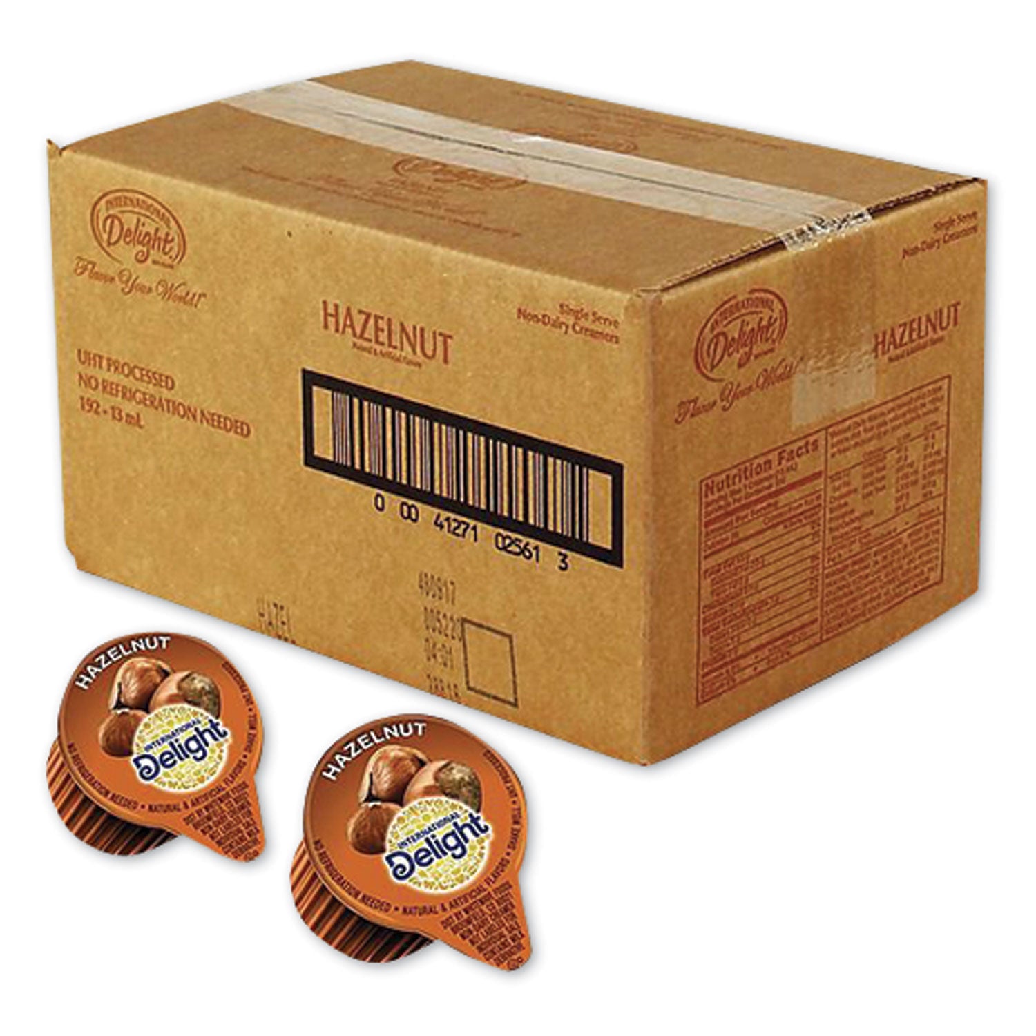 flavored-liquid-non-dairy-coffee-creamer-hazelnut-044-oz-cups-192-cups-carton_itdupc0256100 - 1