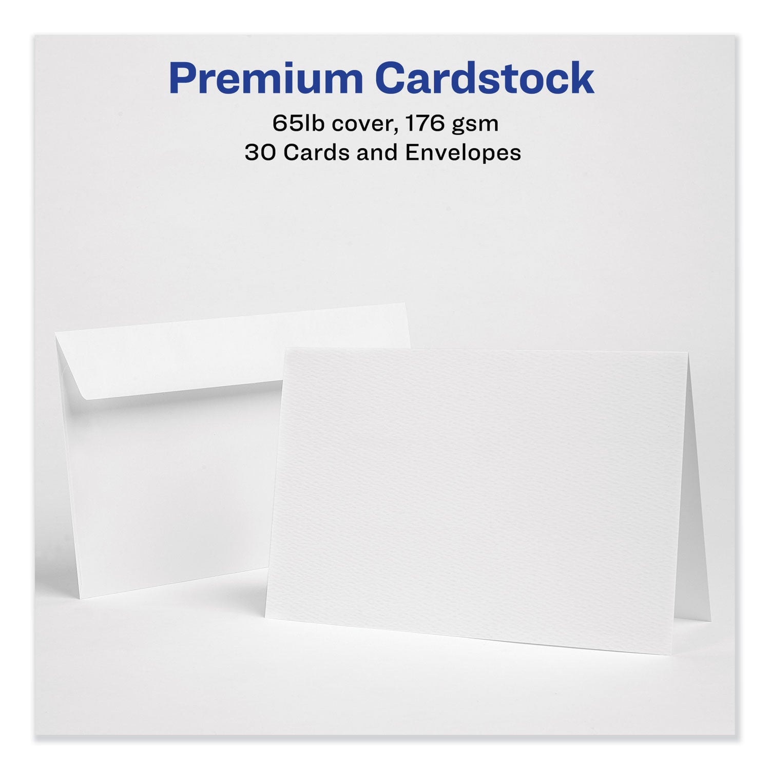 Half-Fold Greeting Cards with Envelopes, Inkjet, 65 lb, 5.5 x 8.5, Textured Uncoated White, 1 Card/Sheet, 30 Sheets/Box -