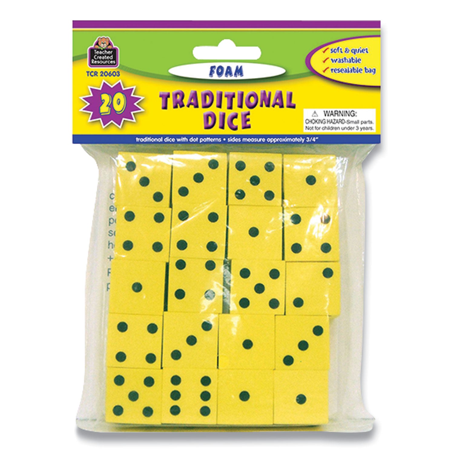 Traditional Foam Dice, Grades K-4, 20/Pack - 1