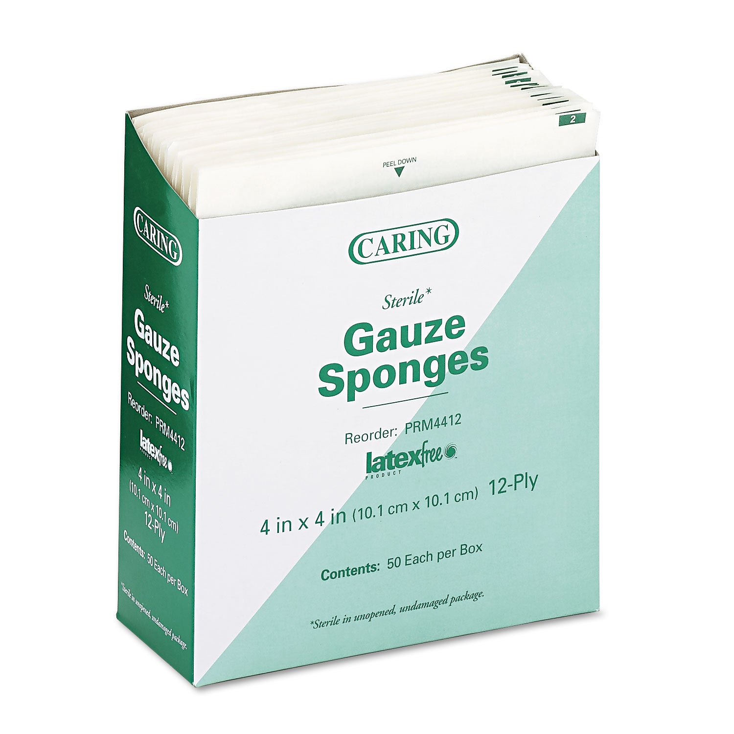 Medline Sterile Gauze Sponges - 12 Ply - 4" x 4" - 50/Box - White - 2