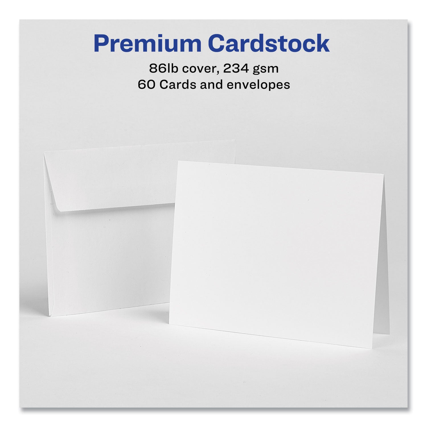 Note Cards with Matching Envelopes, Inkjet, 85 lb, 4.25 x 5.5, Matte White, 60 Cards, 2 Cards/Sheet, 30 Sheets/Pack -