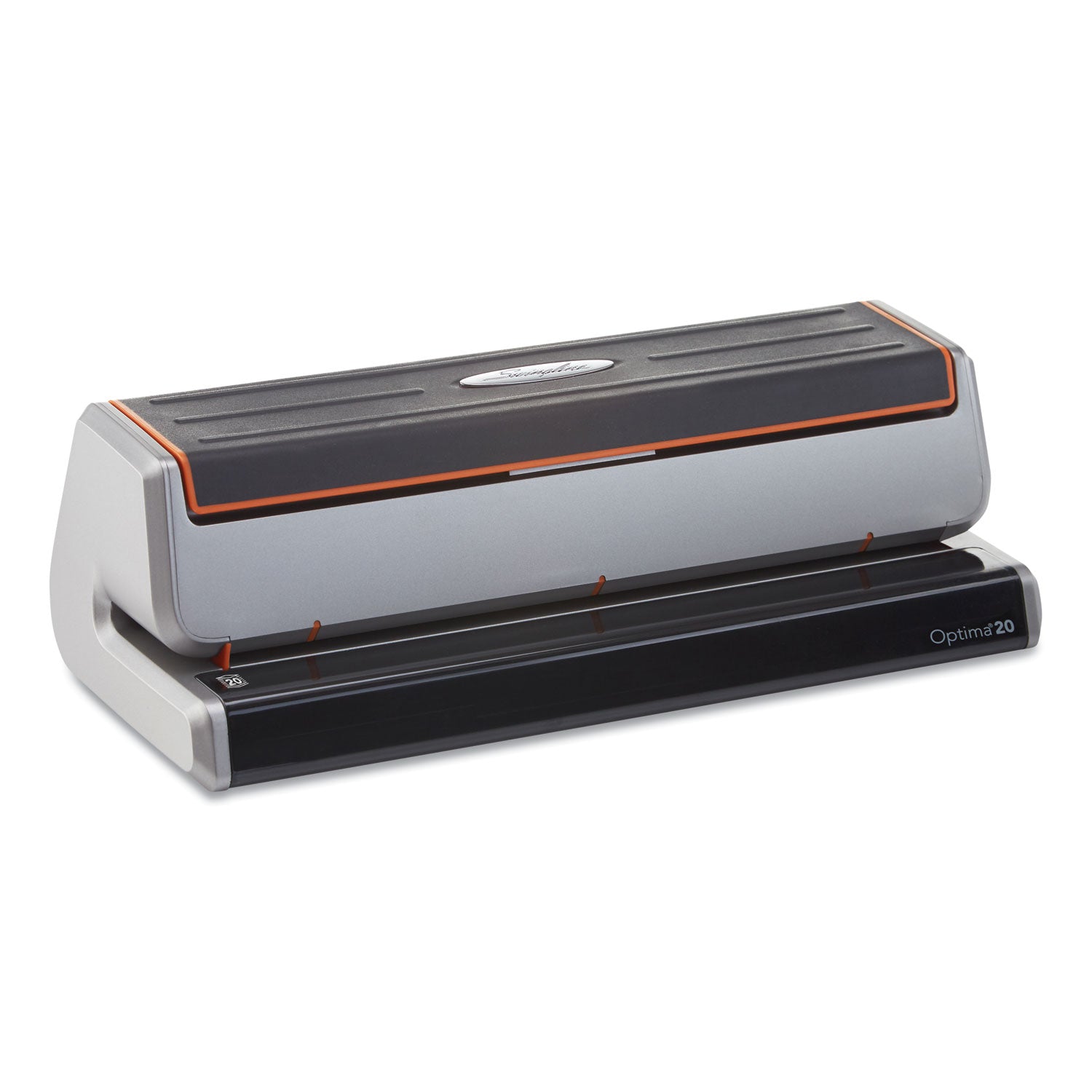 20-Sheet Optima 20 Electric Punch, Three-Hole, 9/32" Holes, Silver/Black -