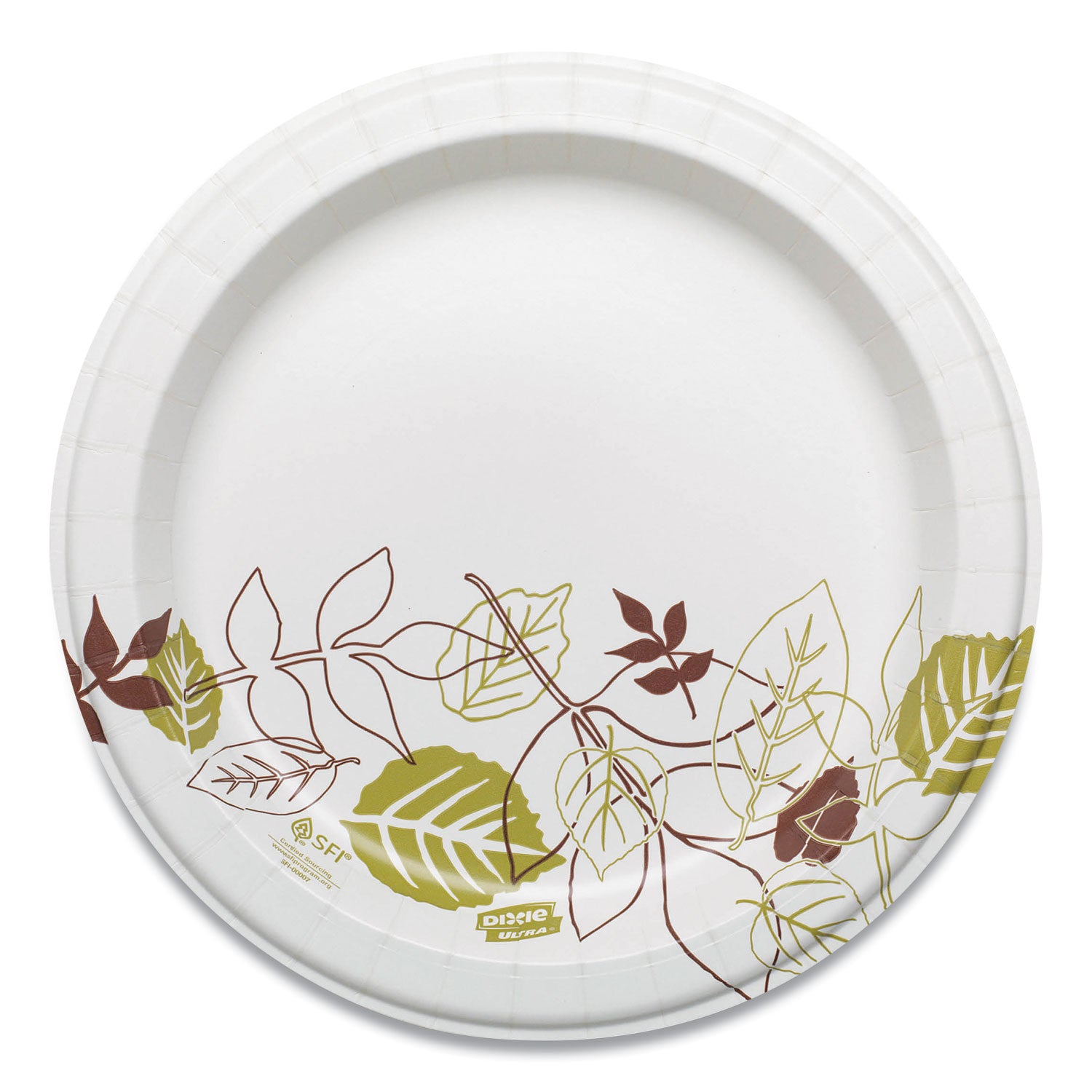 Pathways Soak Proof Shield Heavyweight Paper Plates, WiseSize, 8.5" dia, Green/Burgundy, 500/Carton -
