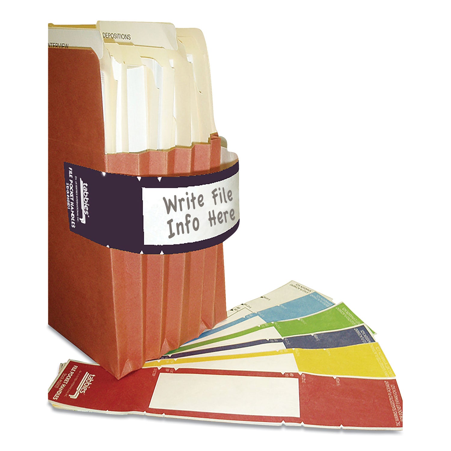 File Pocket Handles, 9.63 x 2, Dark Blue/White, 4/Sheet, 12 Sheets/Pack -