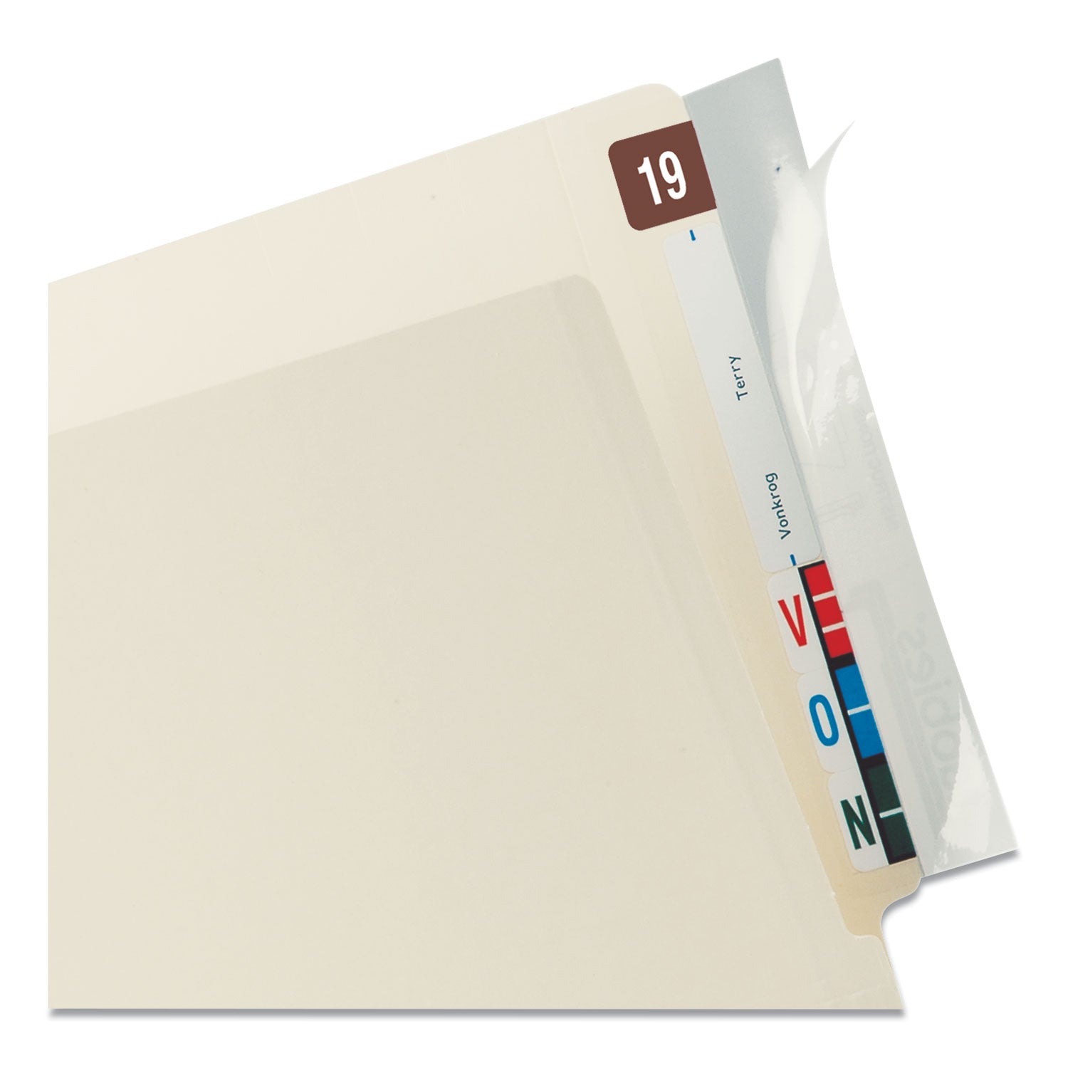 Self-Adhesive Label/File Folder Protector, End Tab, 2 x 8, Clear, 100/Box -