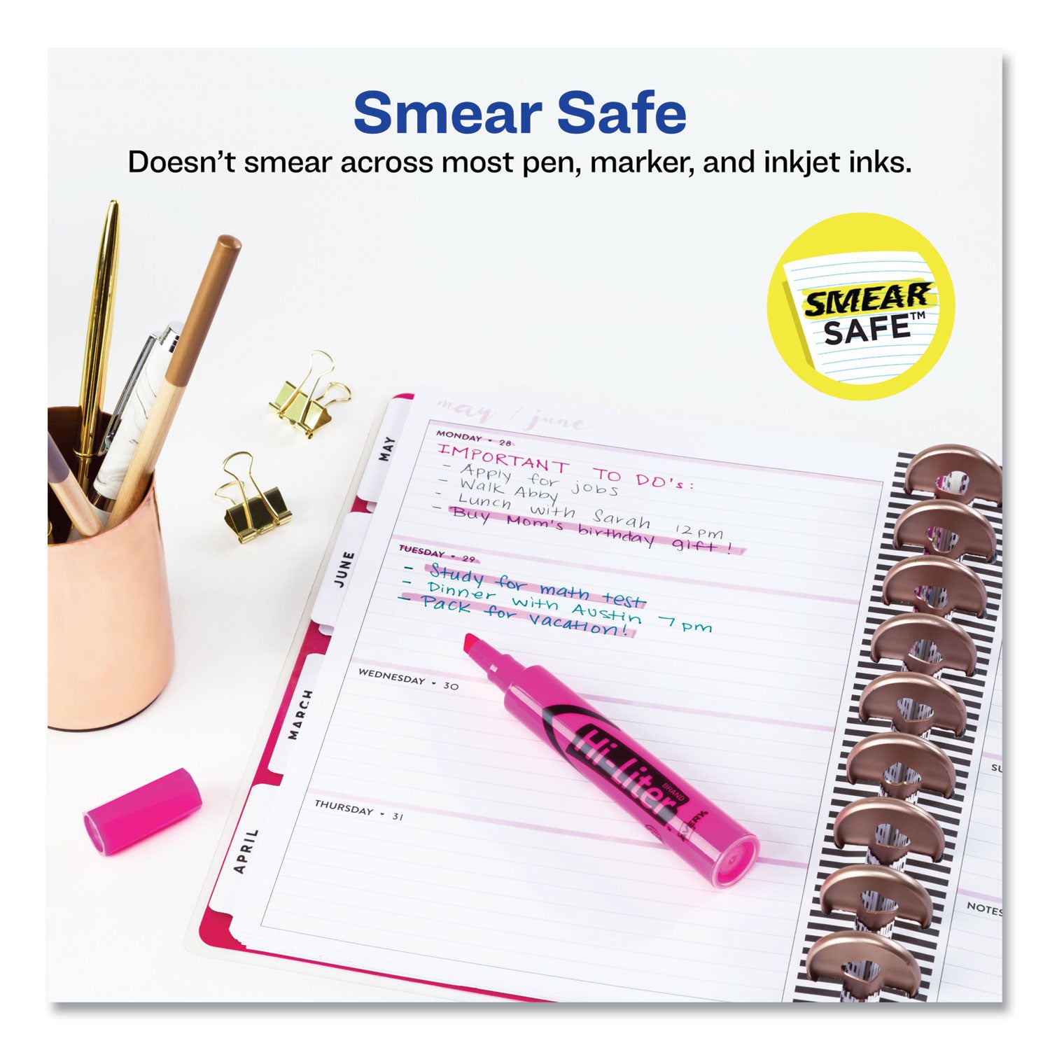 HI-LITER Desk-Style Highlighters, Fluorescent Pink Ink, Chisel Tip, Pink/Black Barrel, Dozen -