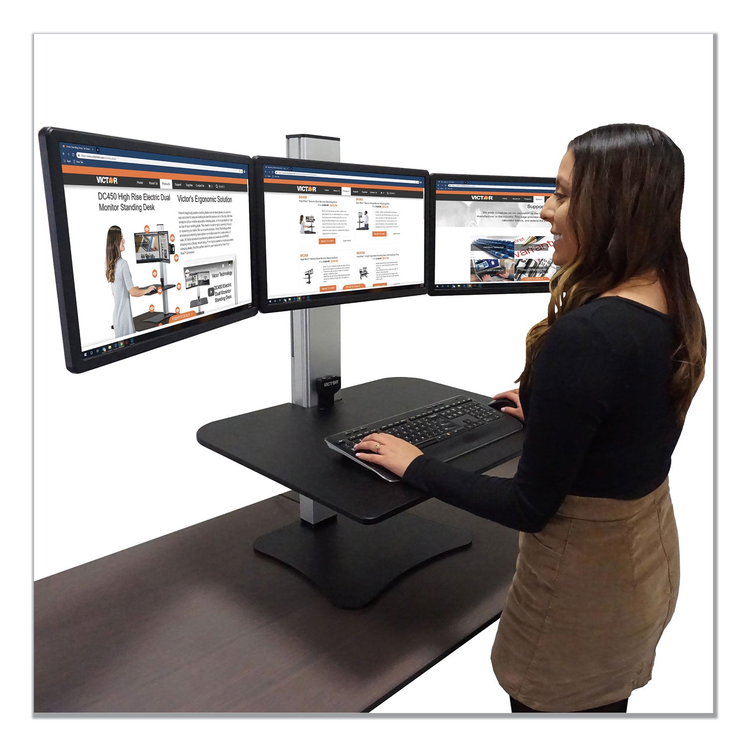 high-rise-electric-triple-monitor-standing-desk-workstation-28-x-23-x-20-black-aluminum-ships-in-1-3-business-days_vctdc475 - 1
