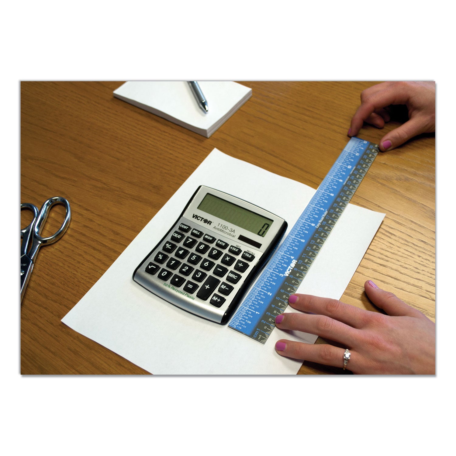 Easy Read Stainless Steel Ruler, Standard/Metric, 12".5 Long, Blue -