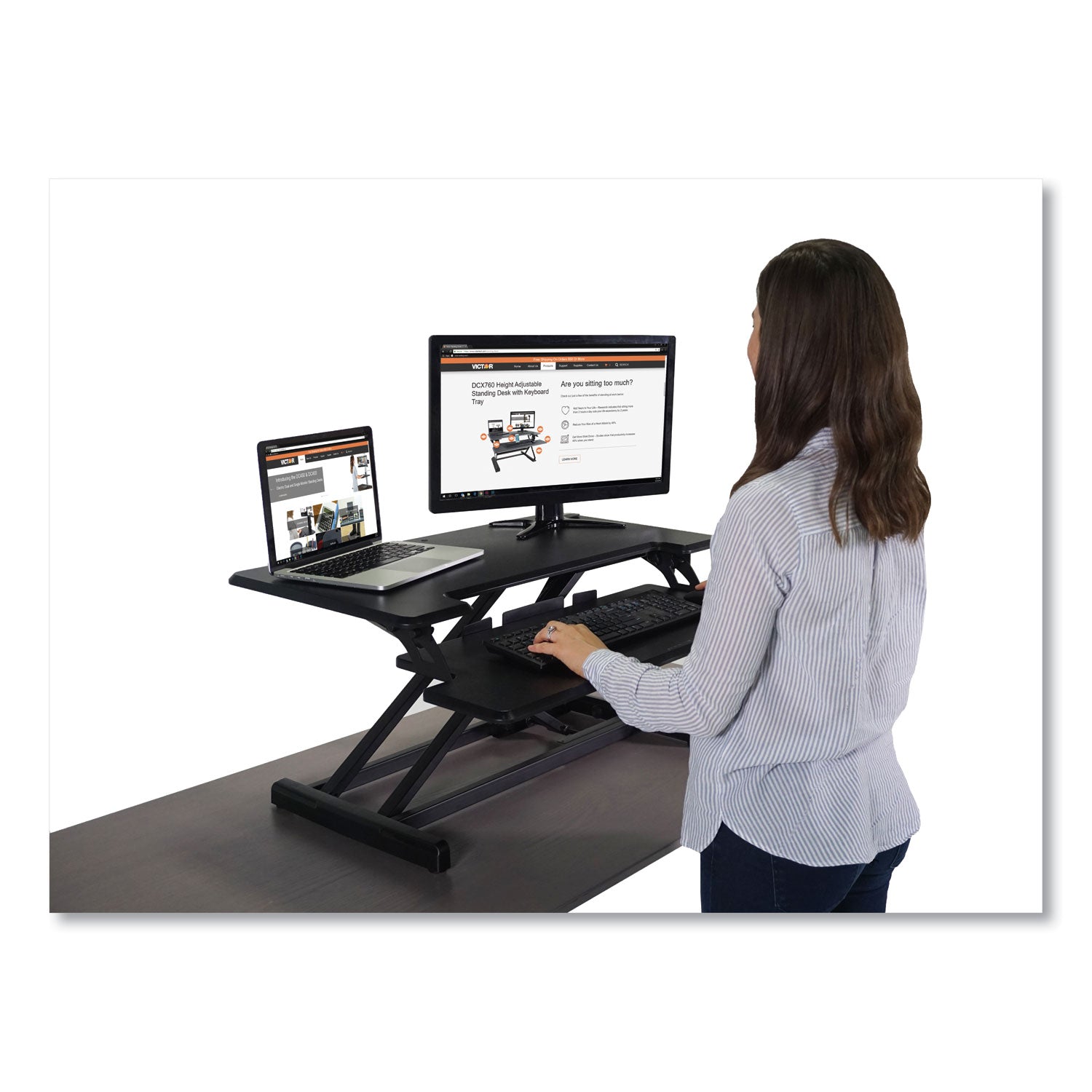 high-rise-height-adjustable-compact-standing-desk-with-keyboard-tray-325-x-25-x-19-black-ships-in-1-3-business-days_vctdcx610 - 2