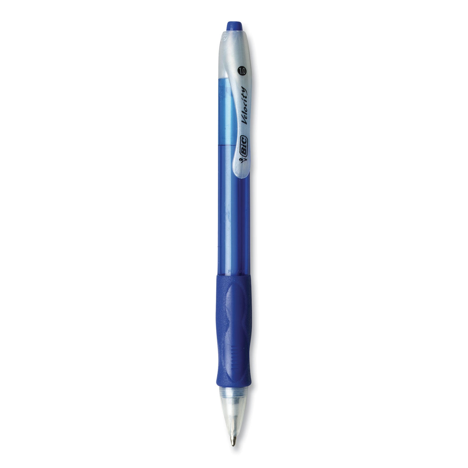 Velocity Easy Glide Ballpoint Pen, Retractable, Medium 1 mm, Blue Ink, Translucent Blue Barrel, Dozen -