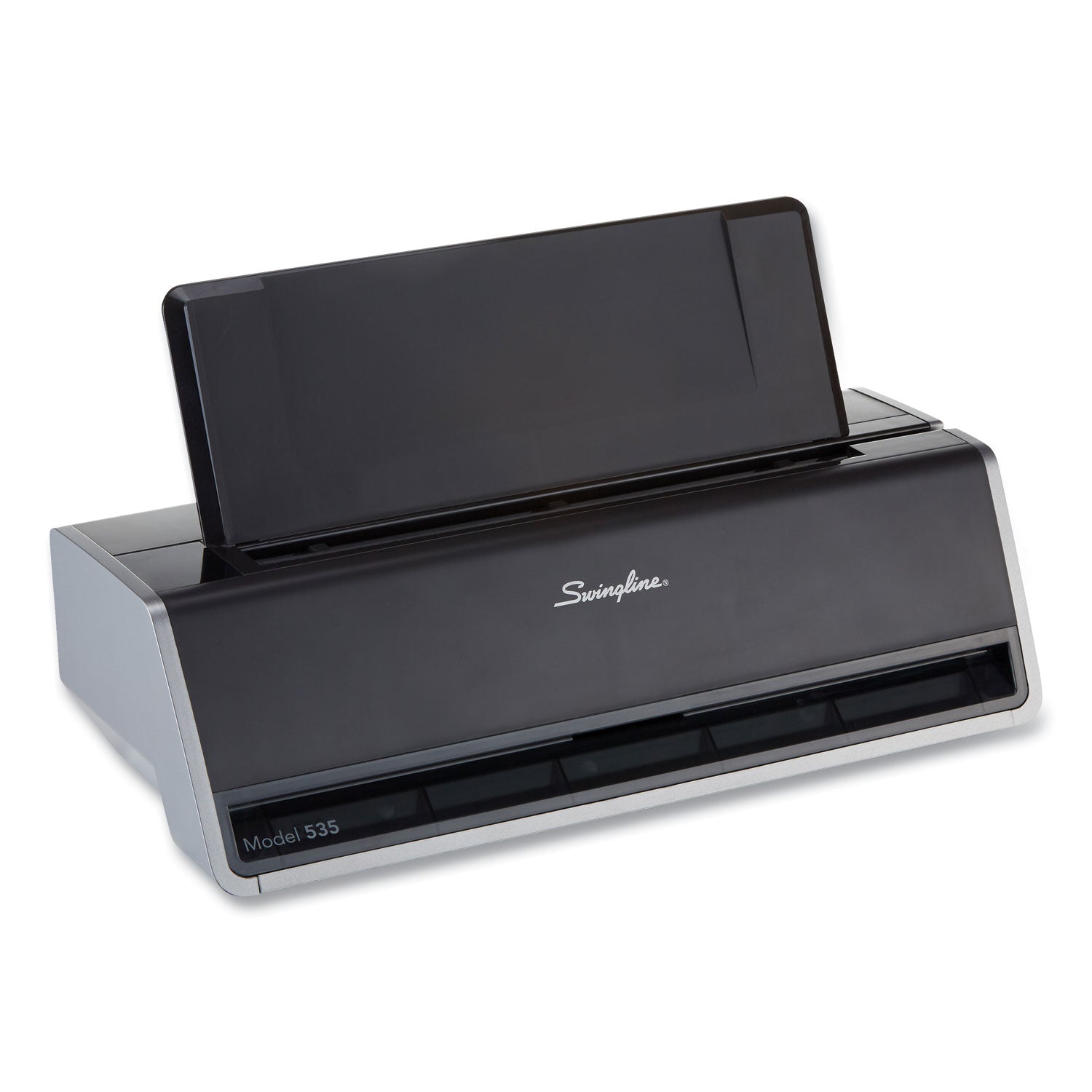 28-Sheet Commercial Electric Three-Hole Punch, 9/32" Holes, Black/Silver -