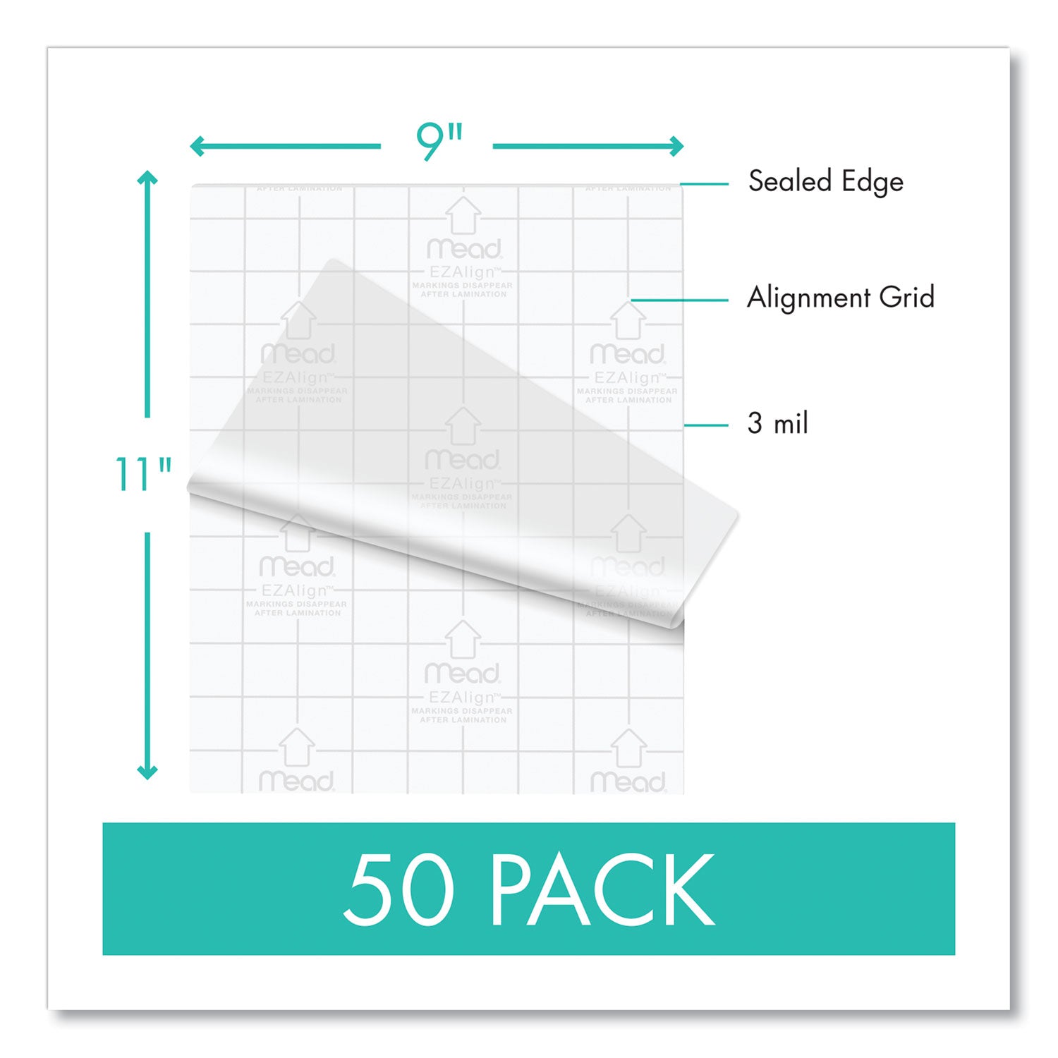 ezalign-thermal-laminating-pouches-3-mil-9-x-115-gloss-clear-50-pack_mea39028 - 2