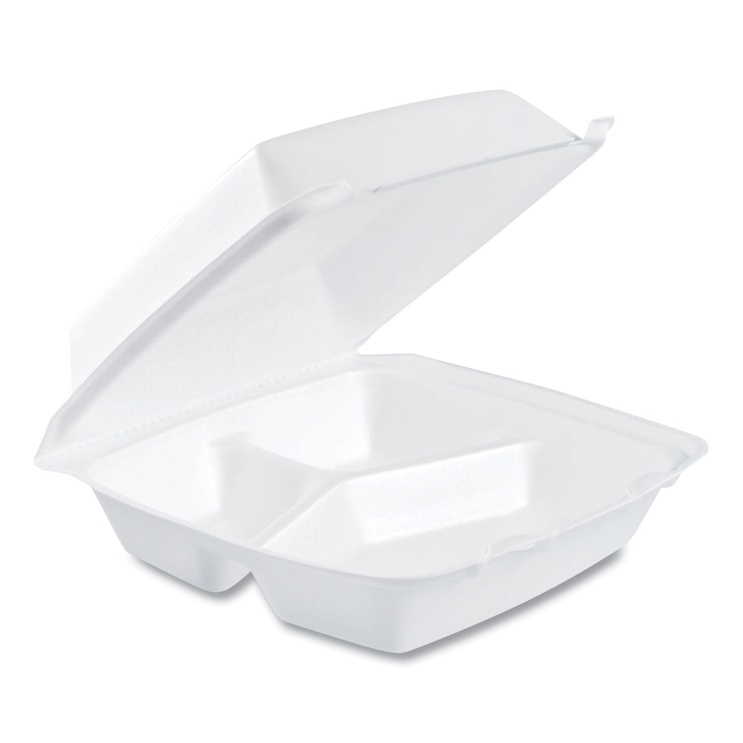 Foam Hinged Lid Containers, 3-Compartment, 8.38 x 7.78 x 3.25, 200/Carton -