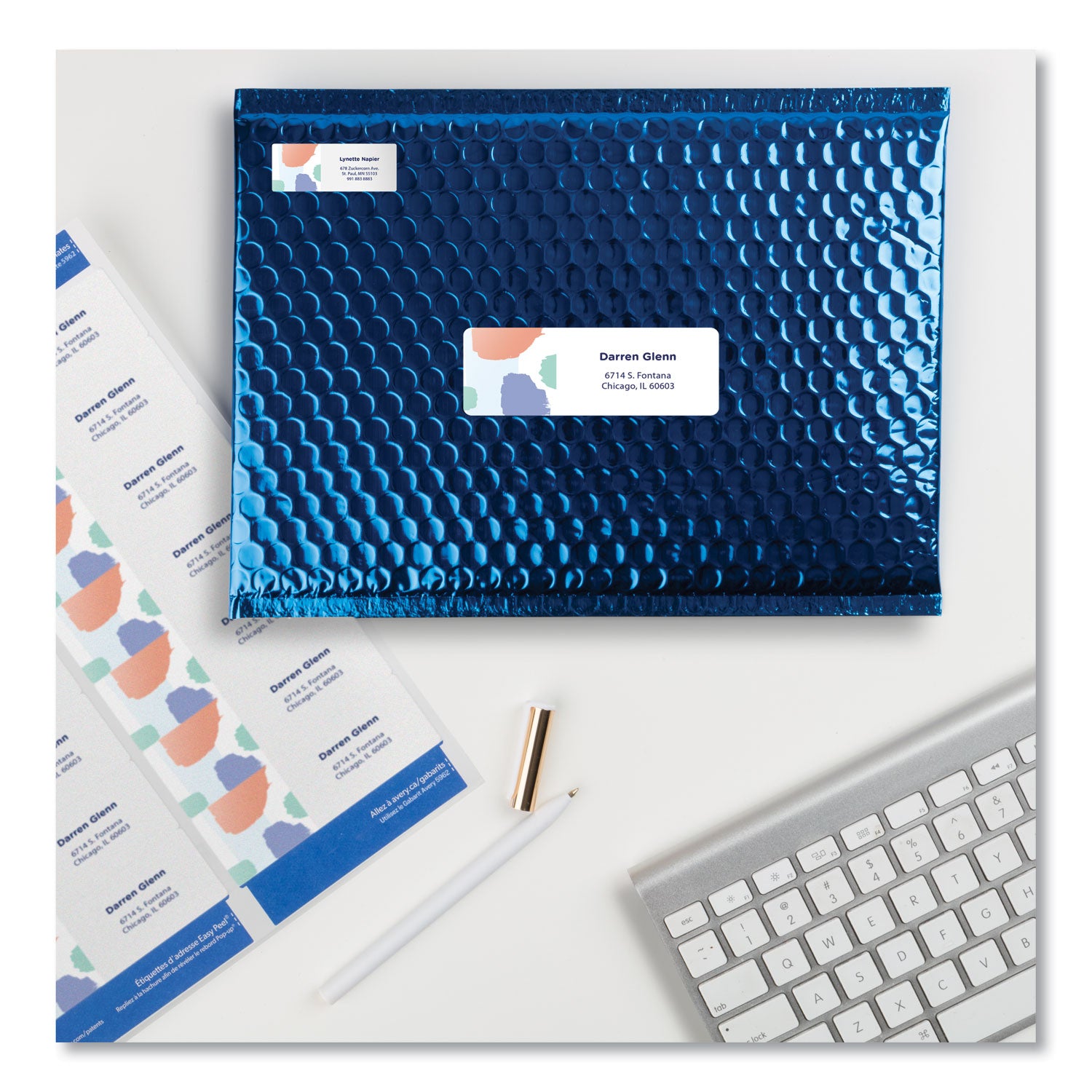 Easy Peel White Address Labels w/ Sure Feed Technology, Laser Printers, 1.33 x 4, White, 14/Sheet, 250 Sheets/Box -