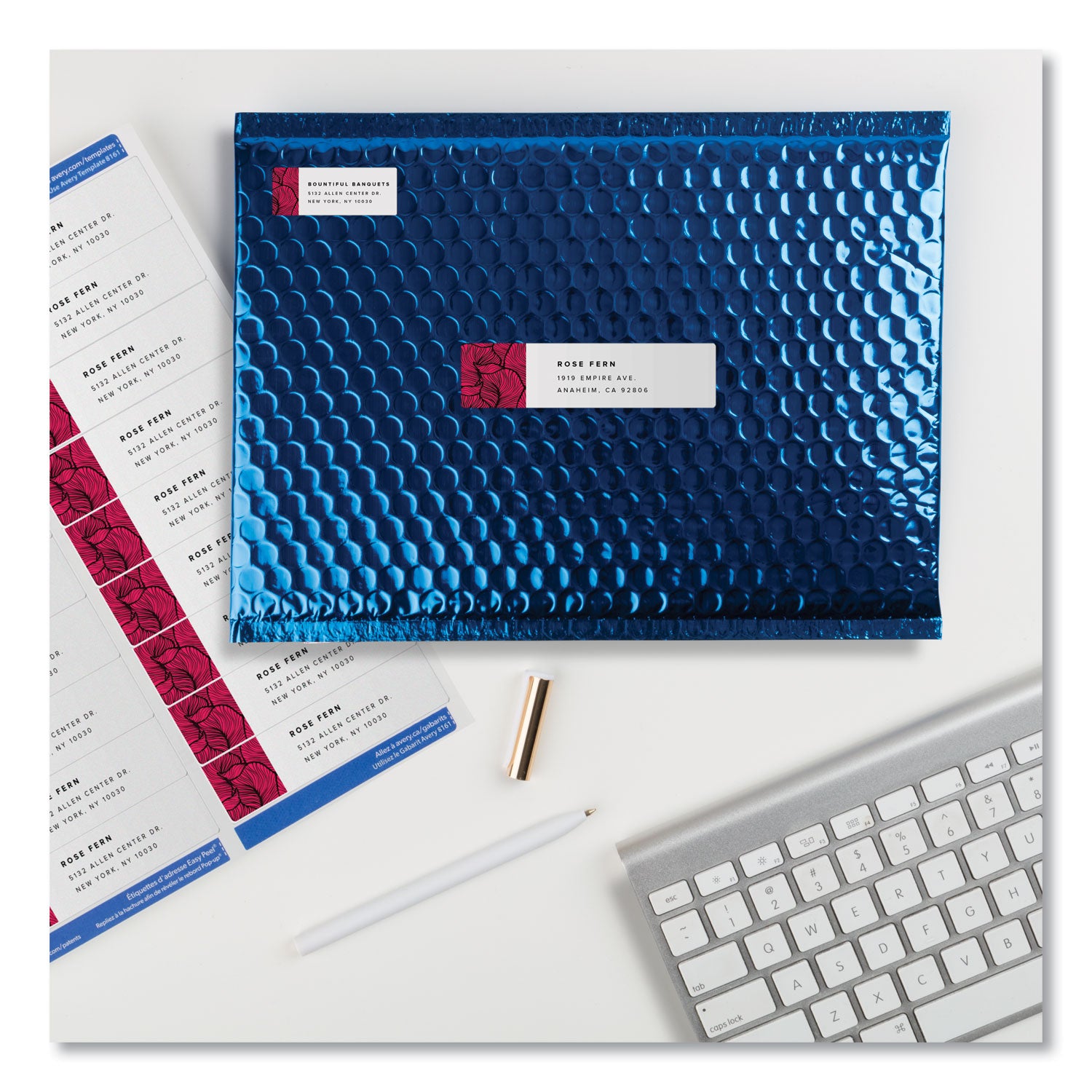 Easy Peel White Address Labels w/ Sure Feed Technology, Inkjet Printers, 1 x 4, White, 20/Sheet, 25 Sheets/Pack -