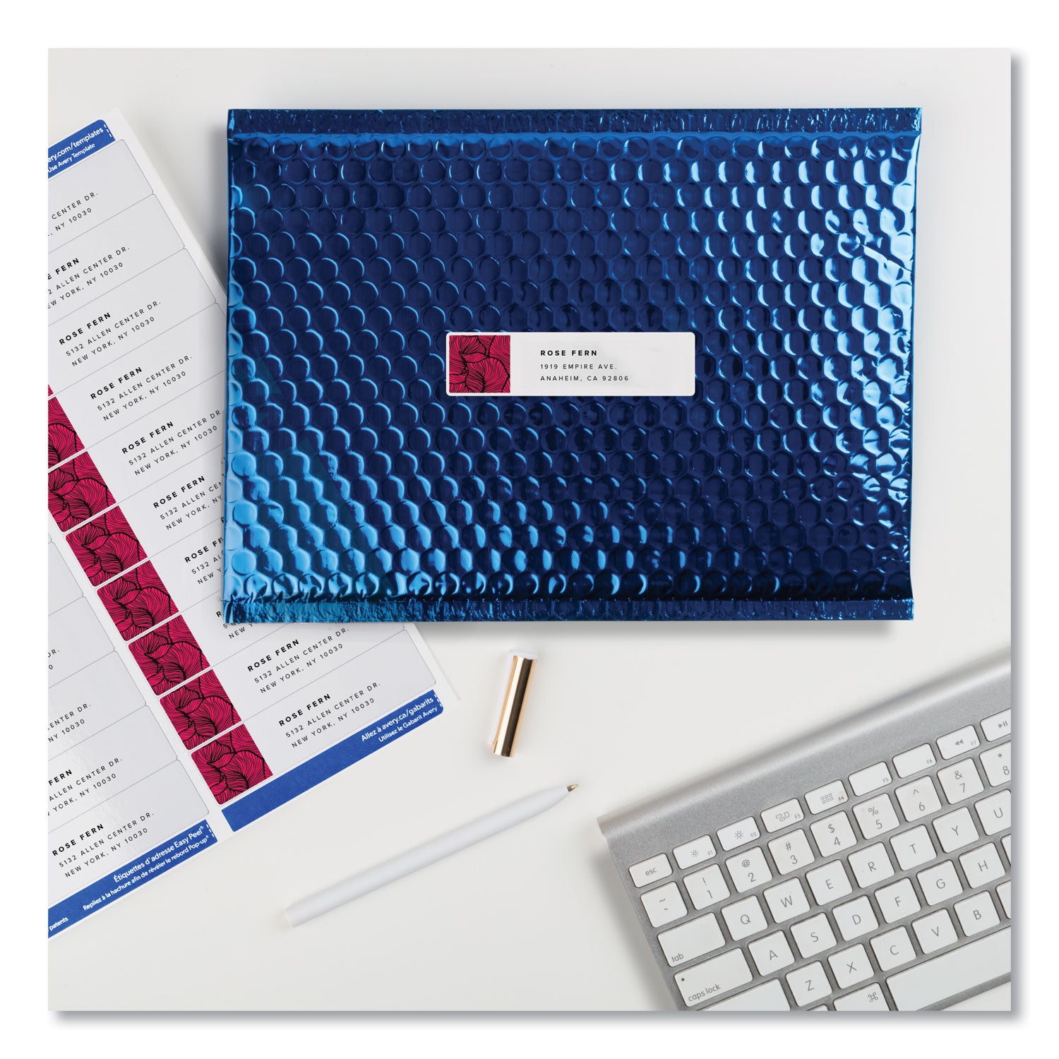 Easy Peel White Address Labels w/ Sure Feed Technology, Laser Printers, 1 x 4, White, 20/Sheet, 100 Sheets/Box -