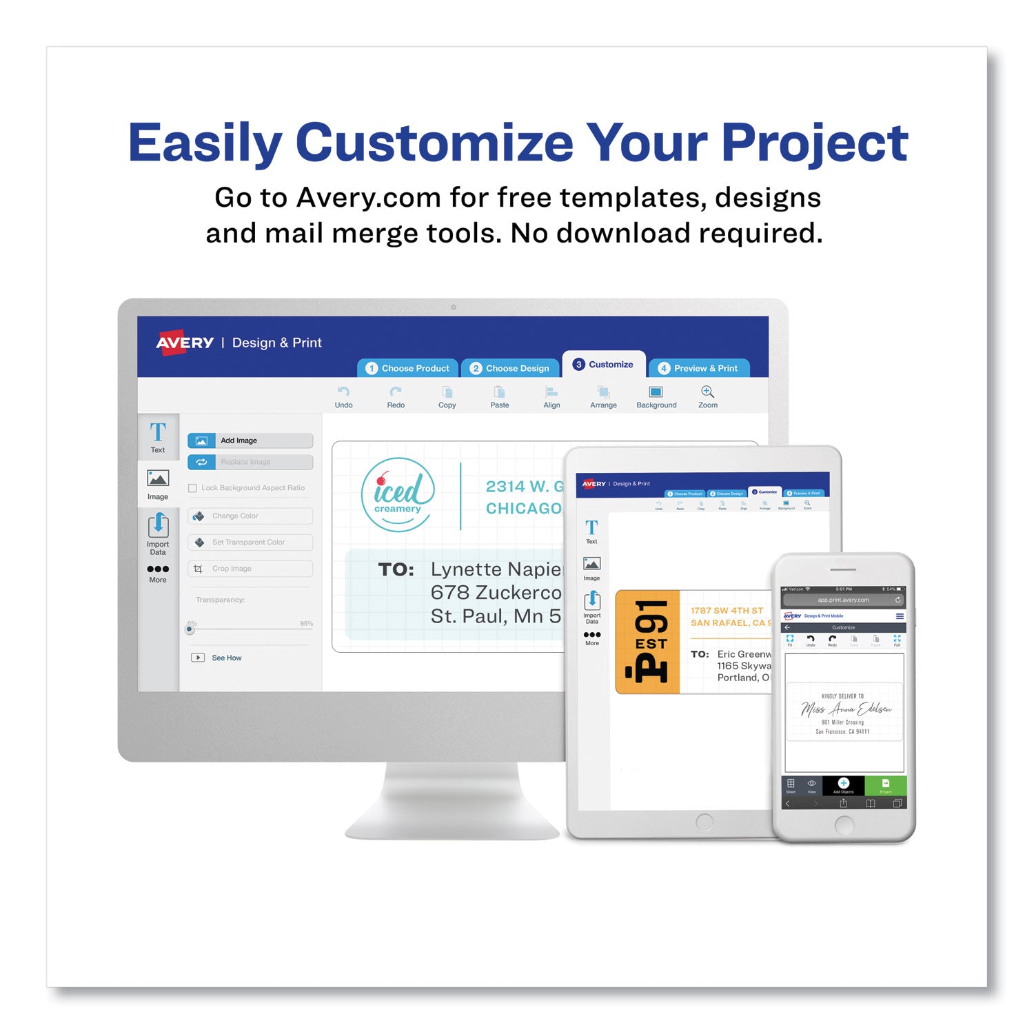 Easy Peel White Address Labels w/ Sure Feed Technology, Laser Printers, 1 x 2.63, White, 30/Sheet, 500 Sheets/Box -