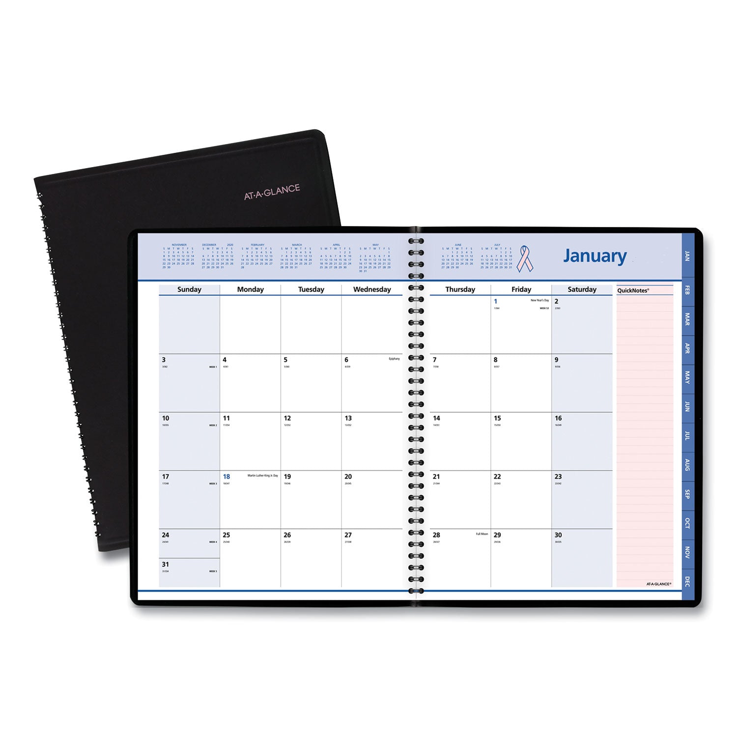 QuickNotes Special Edition Monthly Planner, 11 x 8.25, Black/Pink Cover, 12-Month (Jan to Dec): 2024 -