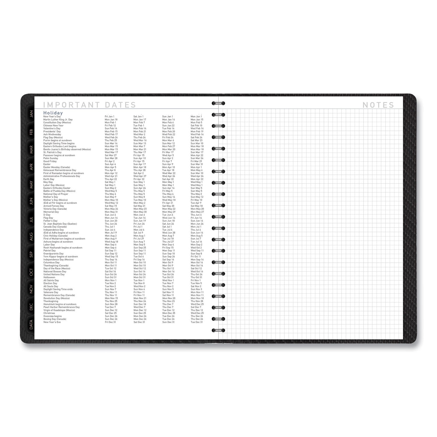 Contemporary Weekly/Monthly Planner, Vertical-Column Format, 11 x 8.25, Graphite Cover, 12-Month (Jan to Dec): 2024 -