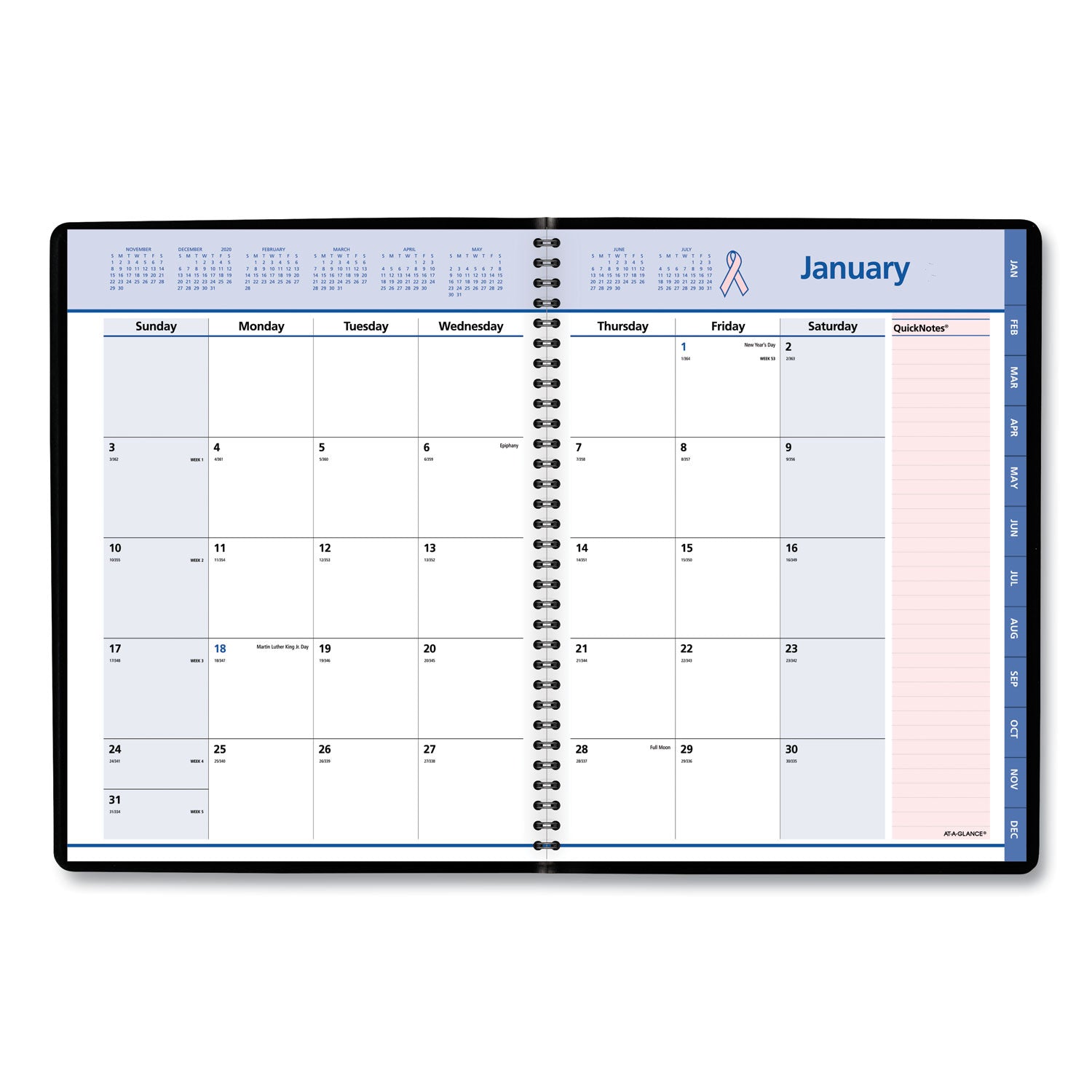 QuickNotes Special Edition Monthly Planner, 11 x 8.25, Black/Pink Cover, 12-Month (Jan to Dec): 2024 -
