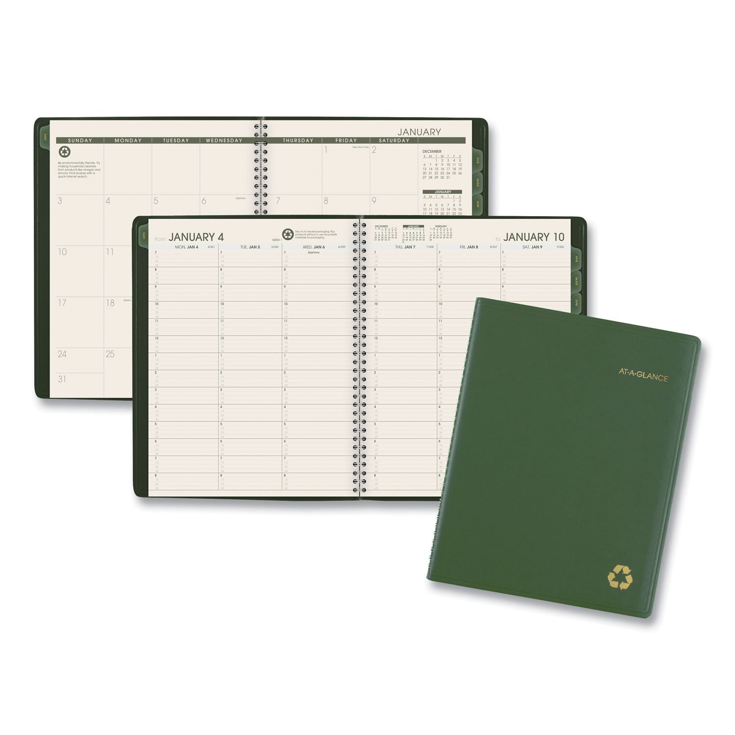 recycled-weekly-vertical-column-format-appointment-book-11-x-825-green-cover-12-month-jan-to-dec-2024_aag70950g60 - 1