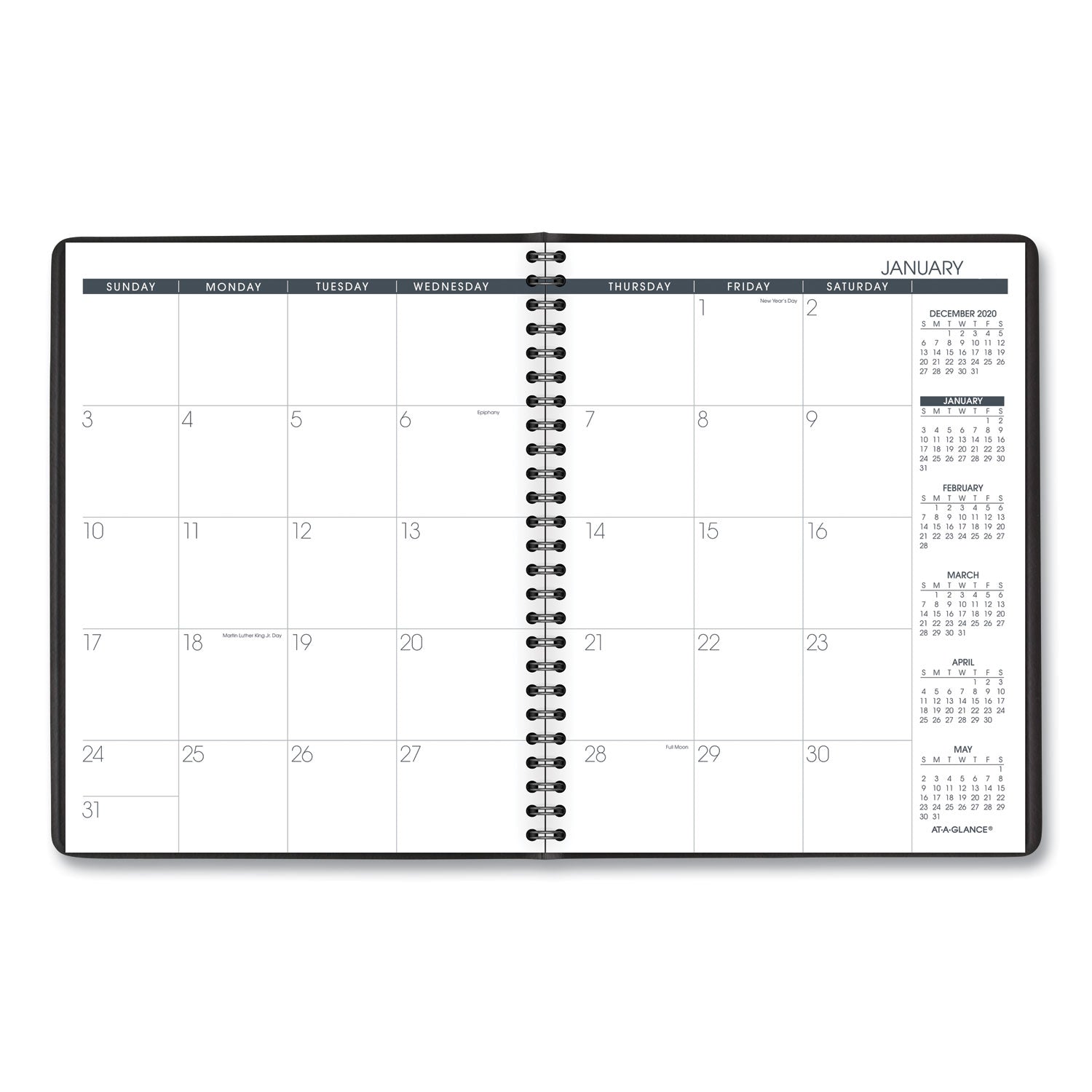 Monthly Planner, 8.75 x 7, Black Cover, 12-Month (Jan to Dec): 2024 -