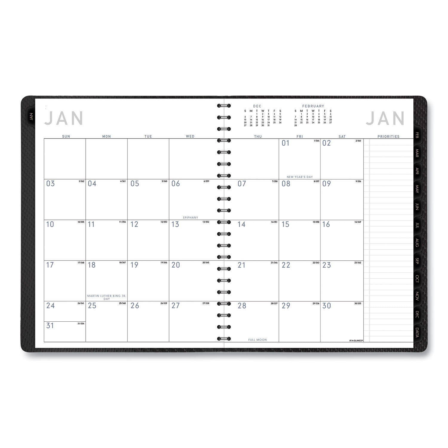 Contemporary Weekly/Monthly Planner, Vertical-Column Format, 11 x 8.25, Graphite Cover, 12-Month (Jan to Dec): 2024 -
