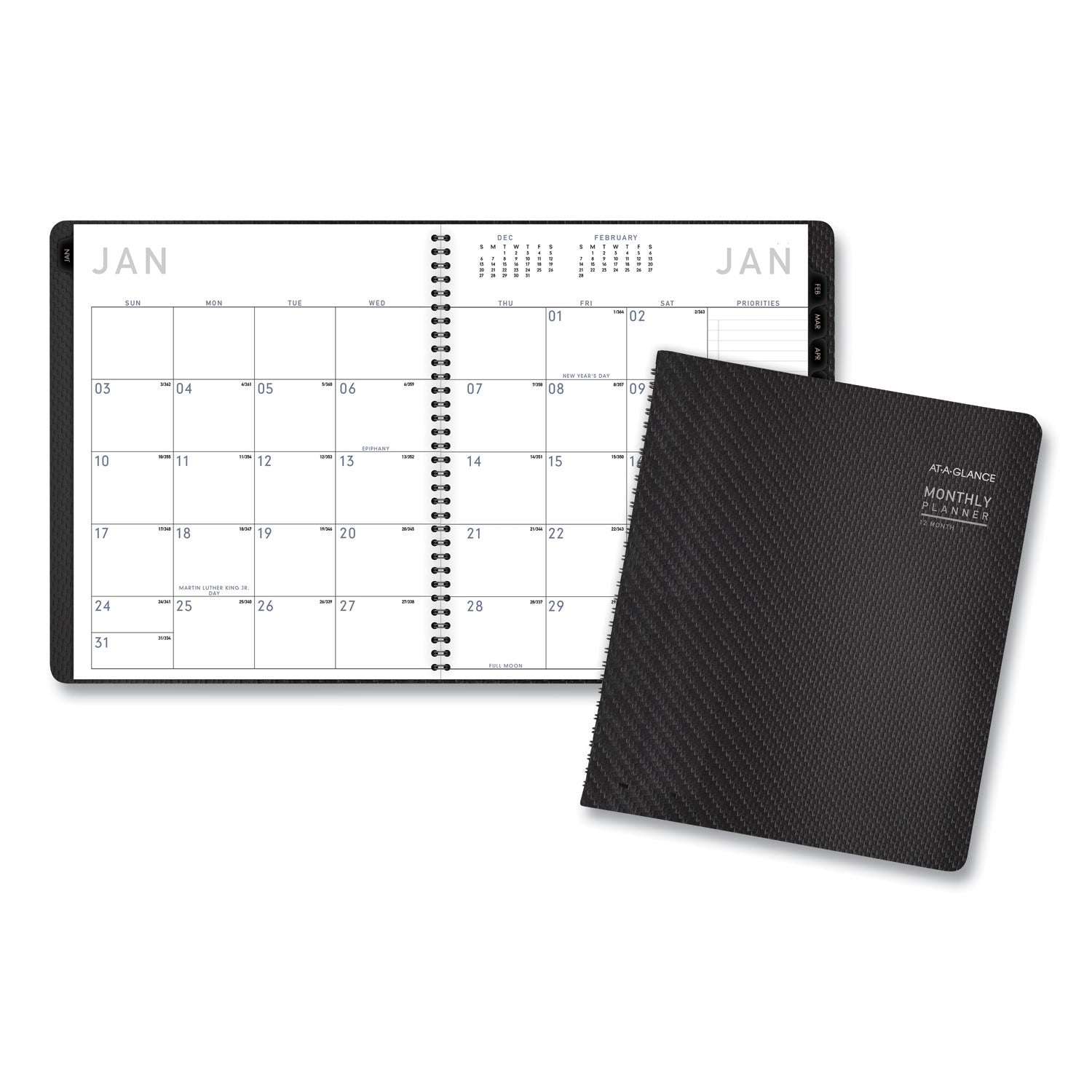 Contemporary Monthly Planner, Premium Paper, 11 x 9, Graphite Cover, 12-Month (Jan to Dec): 2024 - 1