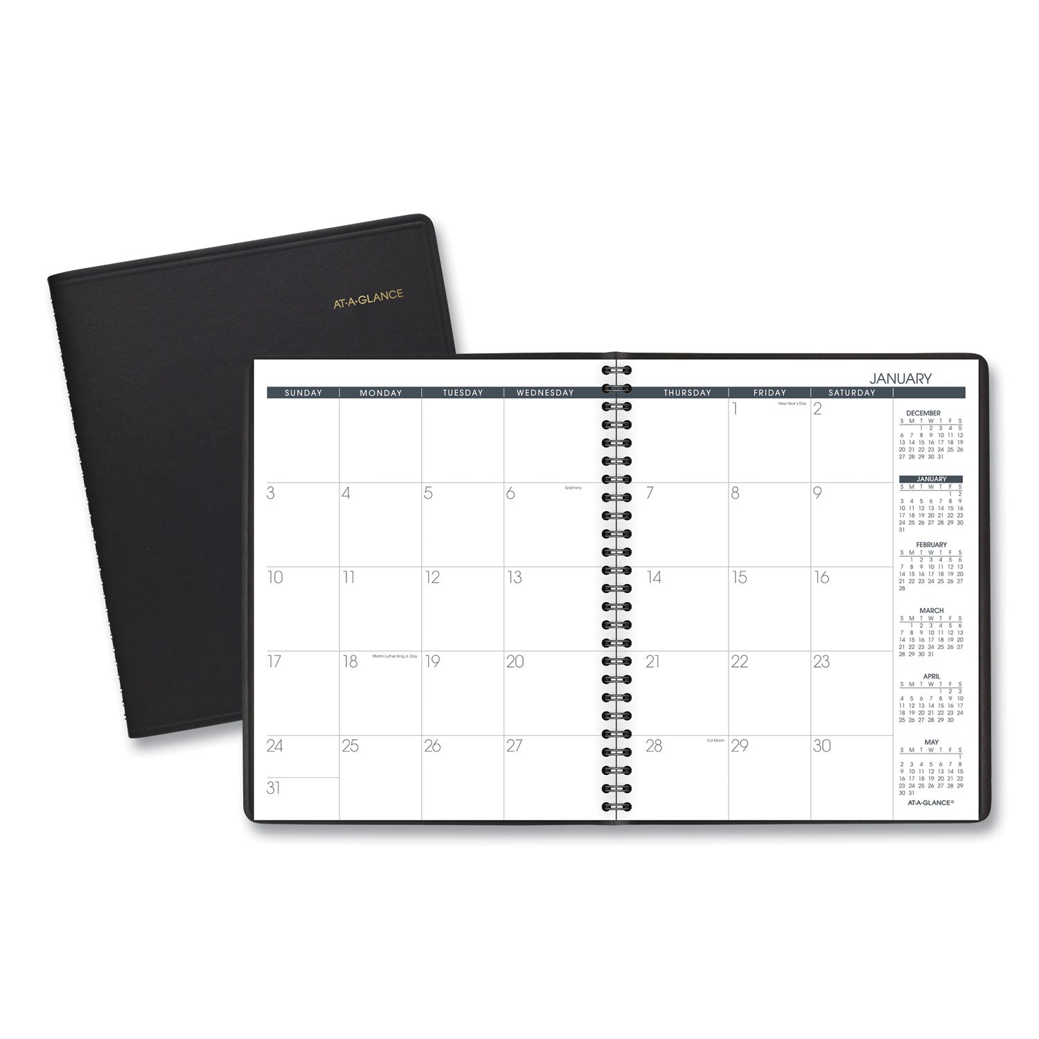 Monthly Planner, 8.75 x 7, Black Cover, 12-Month (Jan to Dec): 2024 -
