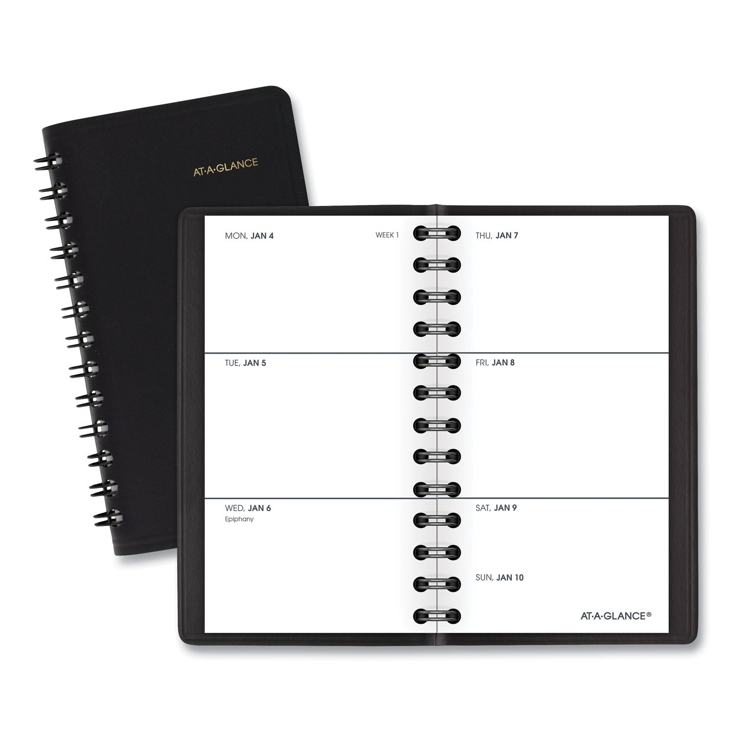 Weekly Planner, 4.5 x 2.5, Black Cover, 12-Month (Jan to Dec): 2024 -