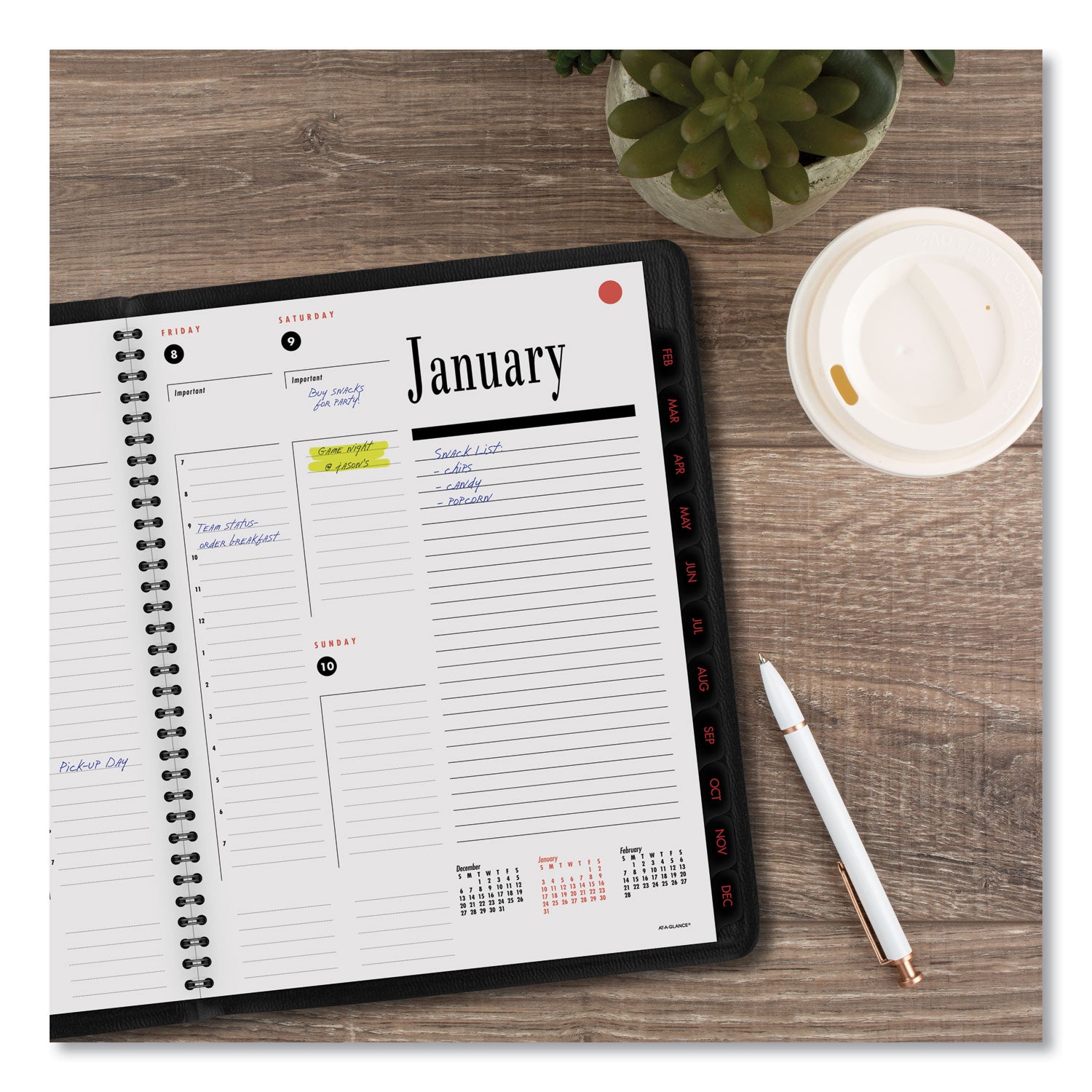 800 Range Weekly/Monthly Appointment Book, 11 x 8.25, Black Cover, 12-Month (Jan to Dec): 2024 -